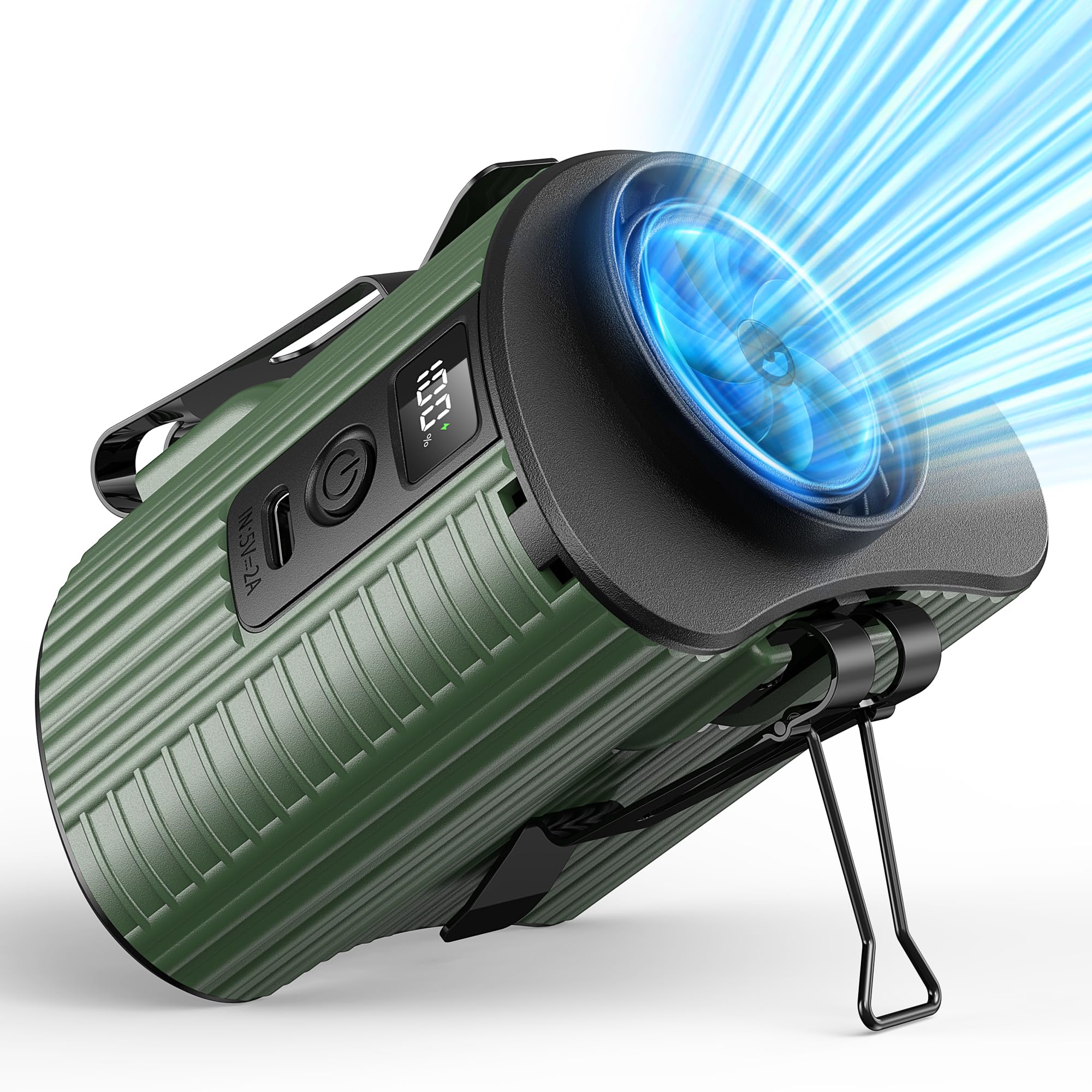 AMACOOL Portable Waist Fan, 11000RPM Strong Airflow with 5 Speeds, 20Hrs Cooling, Personal Waist Clip Fans, Hands-Free Shirt Fans Wearable Belt Fan for Outdoor Jobsite Camping Hiking Travel