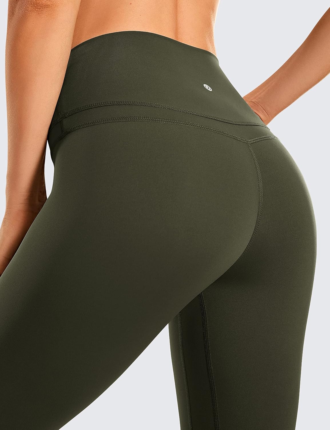 CRZ YOGA Women's Naked Feeling I Workout Leggings 28 Inches - High Waisted Full-Length Yoga Pants Olive Green Large
