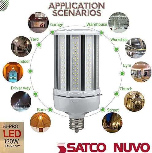 Miniatura 6 de Satco S39397-120 vatios LED HID de reemplazo; base extendida Mogul; (paquete de 4)