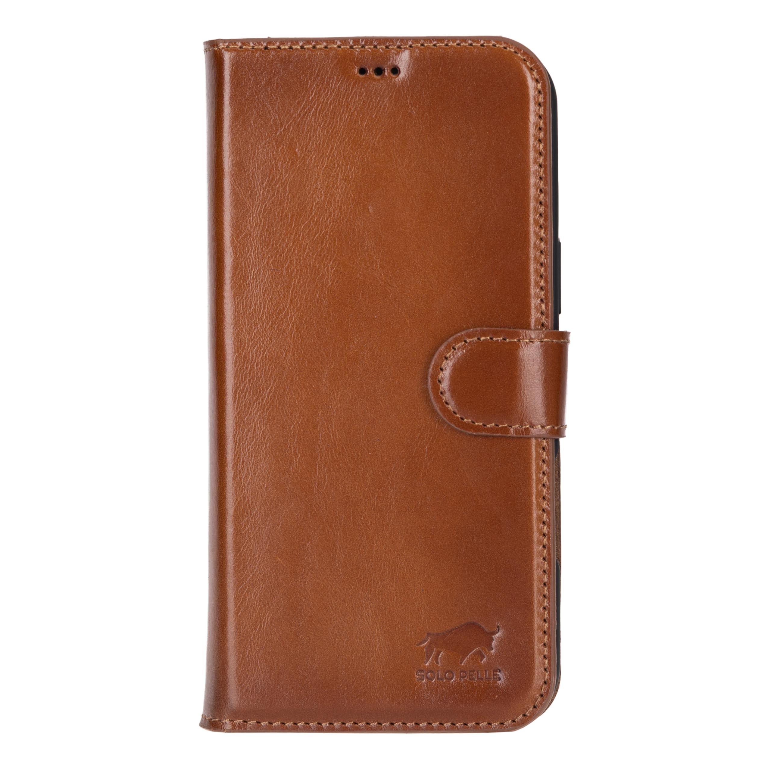 Solo Pelle Lederhülle kompatibel für iPhone 16 Pro Max in 6.9 Zoll abnehmbare Hülle (2in1) inkl. Kartenfächer geeignet für MagSafe Zubehör (Cognac Braun)