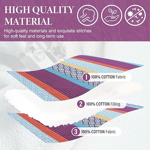 Vista 18 de SahSahCasa Juego de edredón tamaño King, edredón floral 100% algodón, juego de ropa de cama King, edredón reversible ligero de retazos para todas