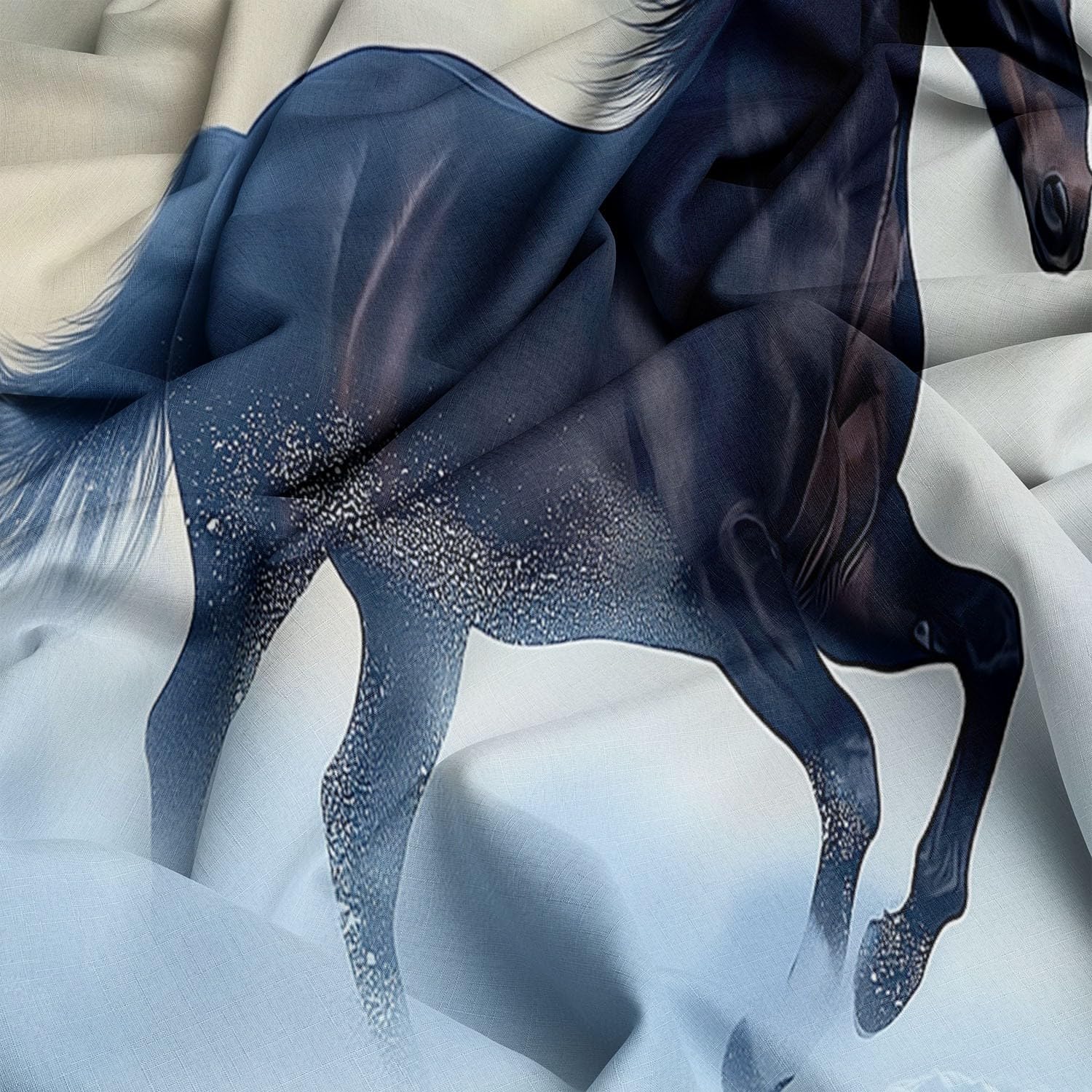 Funda Nordica Infantil para Cama 90 Caballo Oscuro En La Nieve Funda 150x200 cm y 2 Fundas de Almohada de 50x75 cm Suave Juego de Ropa de Cama 50% Poliéster y 50 Algodón