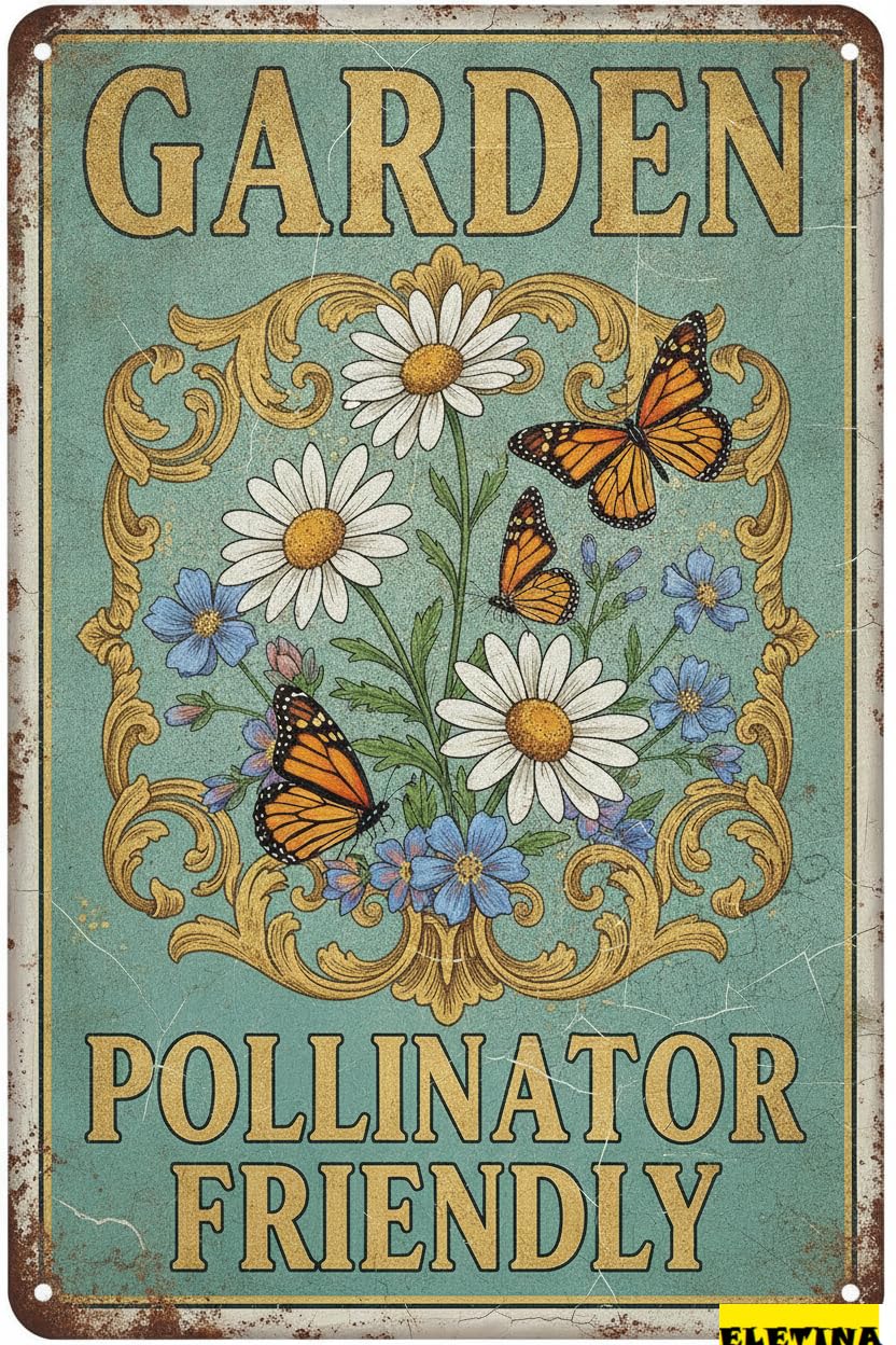 Personalized Sign for Man Cave Metal S Garden Pollinator Friendly Tin Home Office Kitchen Bar Cafe Garden Wall Decor 12x8 Inch Private Property Decorative