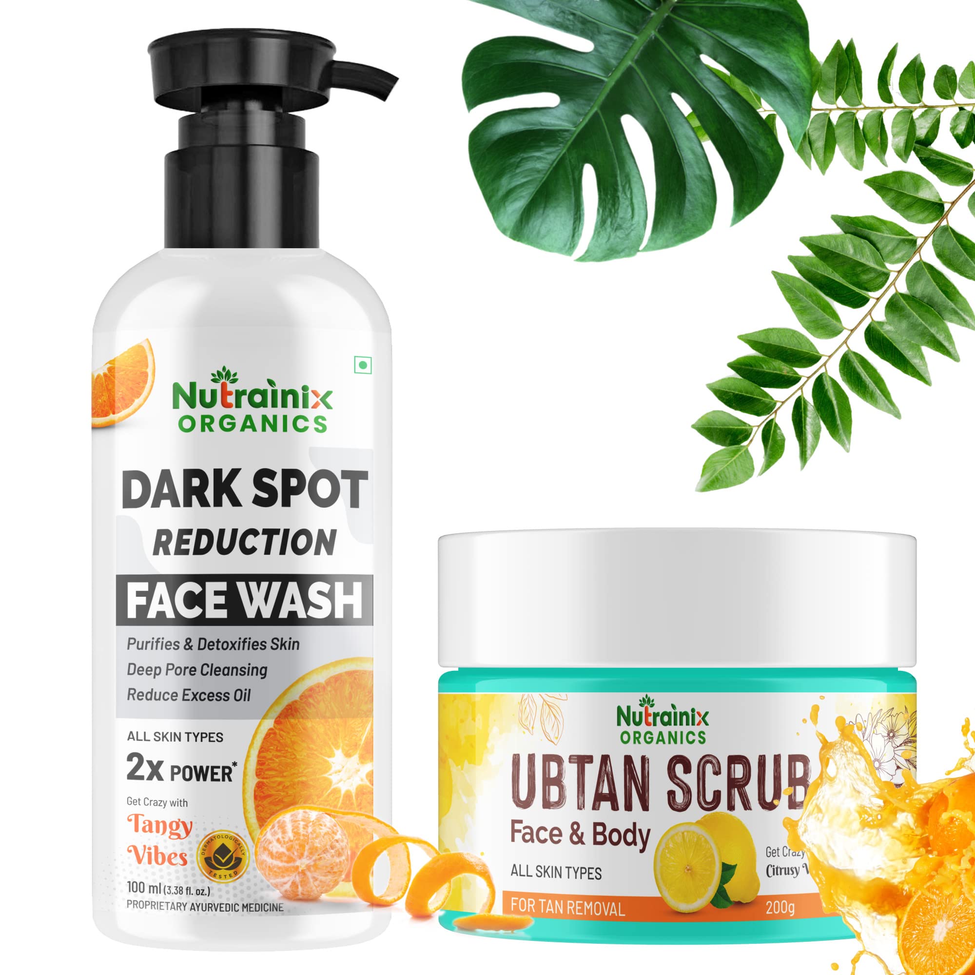 Nutrainix OrganicsDark Spot Reduction Facewash and Ubtan Scrub Combo Pack - Set of 2