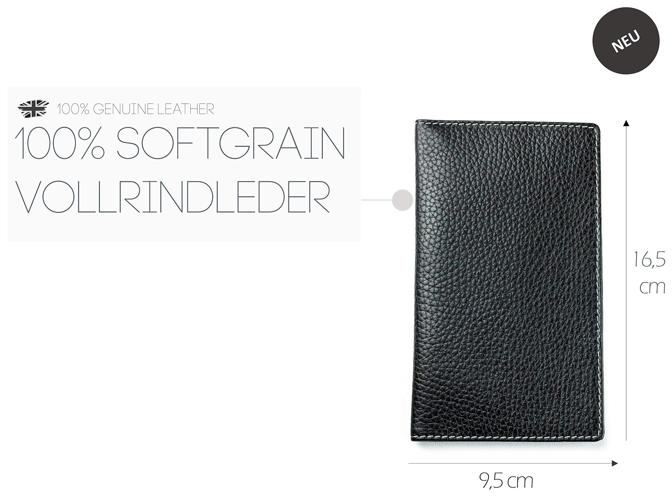 DELMON VARONE - Personalisierbarer Faltkalender 2026 + 2027 DIN A6 Soft Grain Leder schwarz - Organizer Terminplaner (1 Monat 2 Seiten) in Lederhülle - Termin Kalender Monatsübersicht & Adressenheft