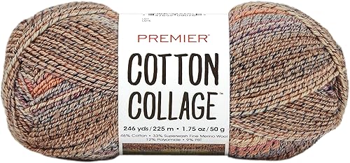 PREMIER YARNS Garn Baumwolle Collage Mult, Braun Multi