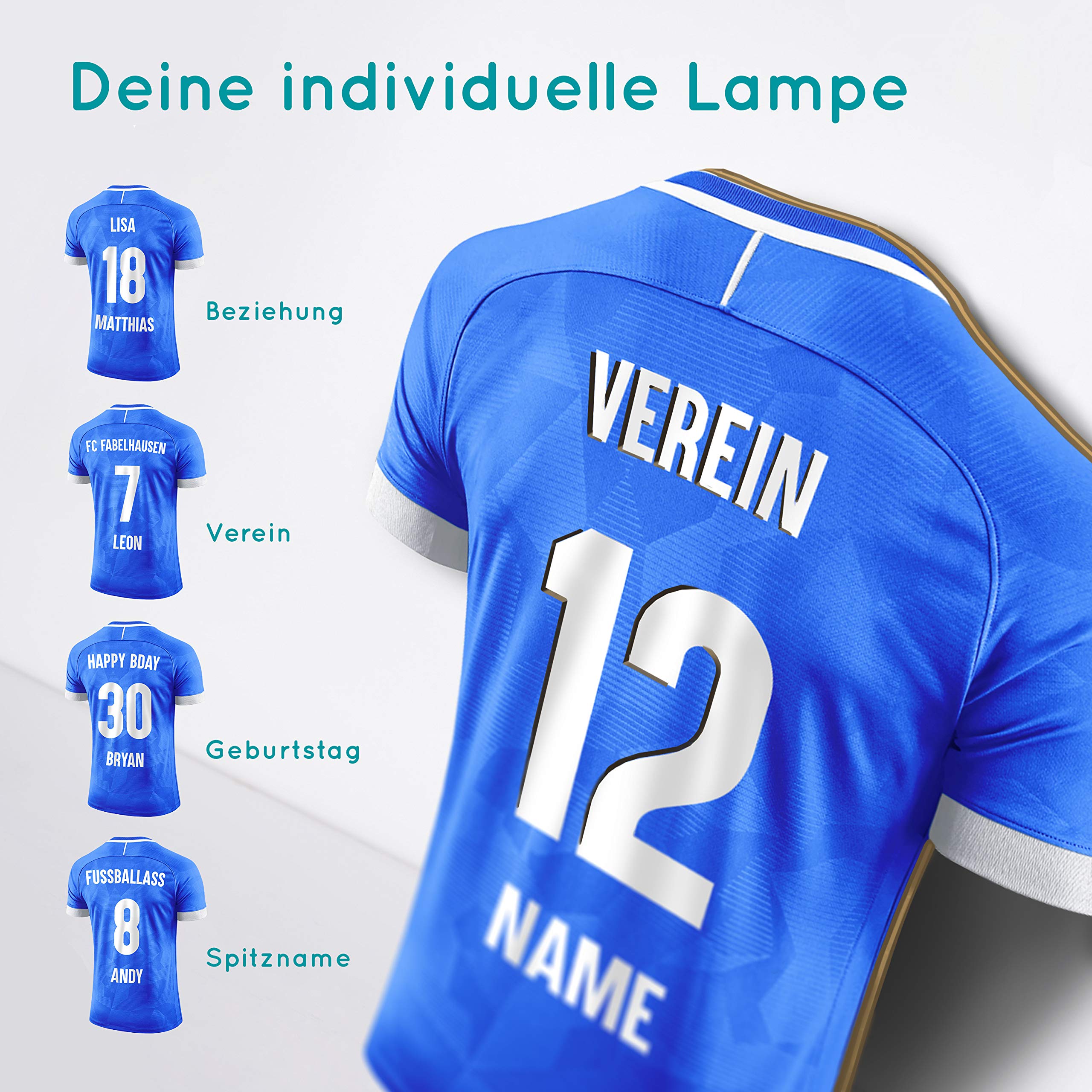 Elbeffekt Trikotlampe für Hoffenheim Fans aus Holz - personalisierbares Geschenk - schenke Dein individuellen Hoffenheim Fanartikel aus Echtholz