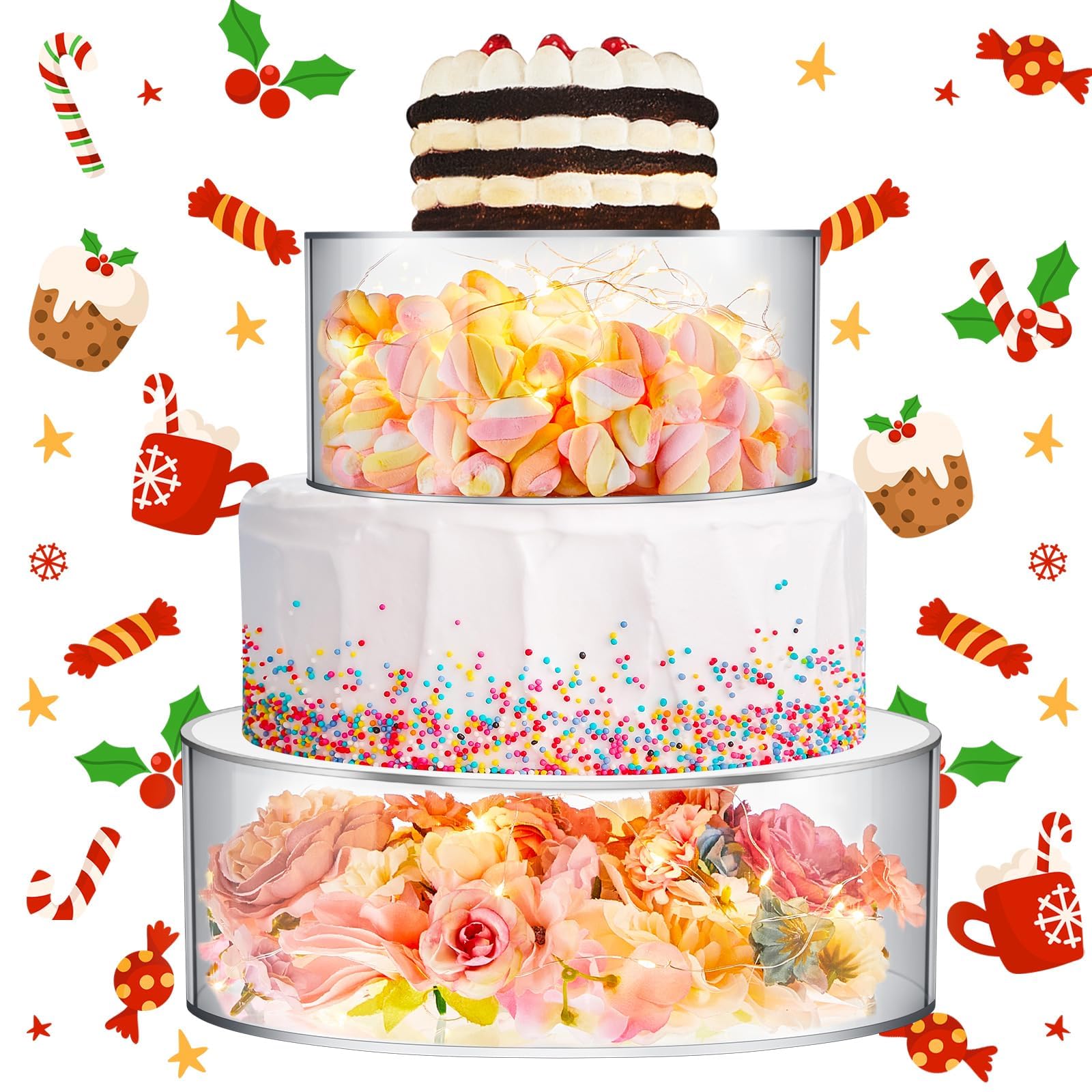 Béquilles,Support De Gâteau Acrylique épais De 4mm Avec Des Lumières De