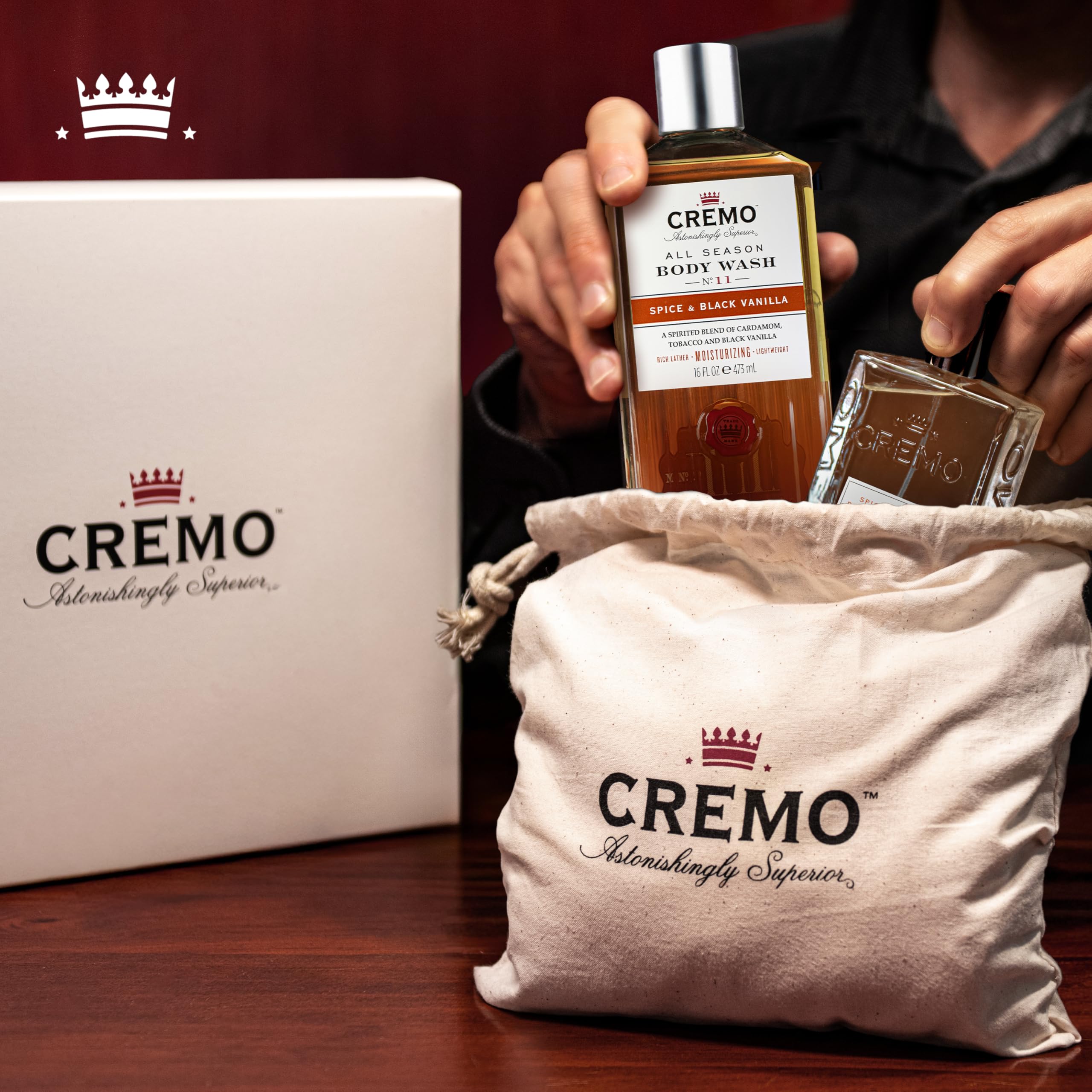 CREMO SPICE & BLACK VANILLA – Cofanetto Regalo Uomo Eau de Toilette 100 ml + Gel Doccia Corpo Corpo 473 ml Fragranza speziata e intensa