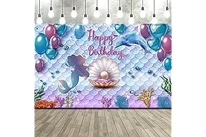 Under the Sea Mermaid Birthday Party Backdrop Girl