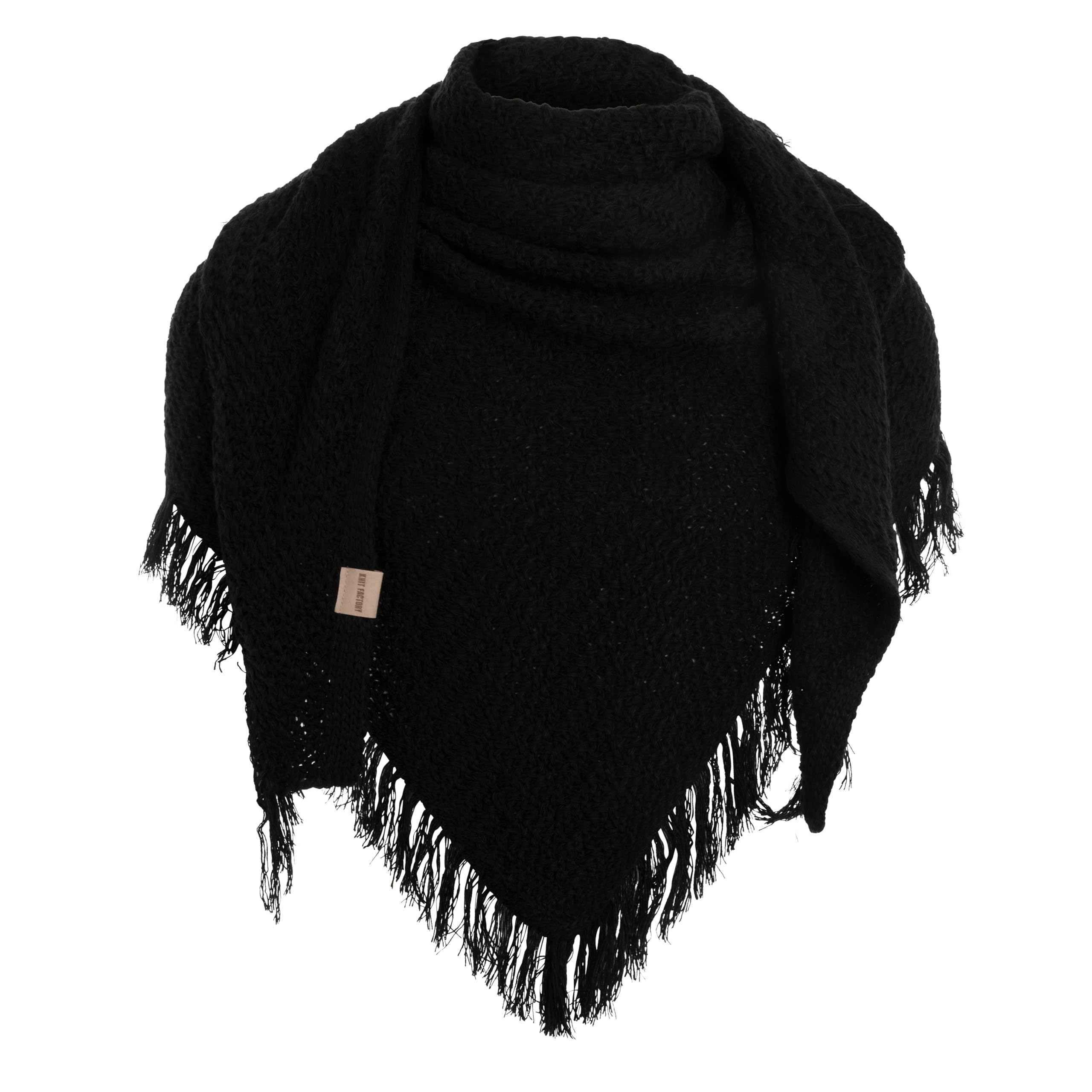 KNIT FACTORY - Dreiecksschal Amber - Damen Strickschal mit Wolle - Umschlagtuch für den Herbst und Winter - Winterschal - Dreieckstuch - Hochwertige Qualität - XXL Schal - 190x85 cm