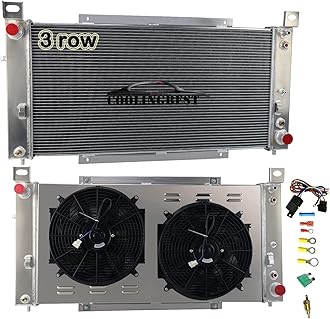 34 Inch 3 Row Aluminum Radiator for 1999-2014 Cadillac Escalade, Chevy Sonora Tahoe Avalanche Suburban Silverado 1500 2500 3500, GMC Yukon XL,Hummer H2, Radiators Electric Fan Shroud Kit