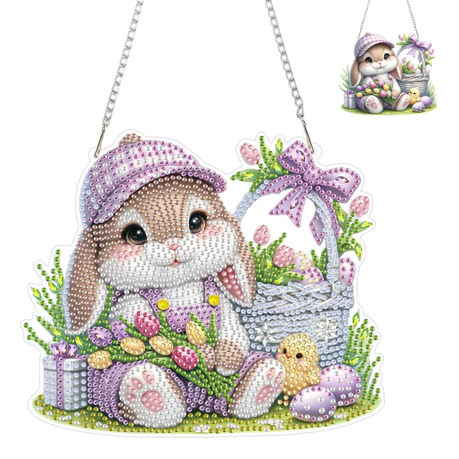 EOBROMD Ostern Küken Painting Anhänger mit Kette, Osterei DI