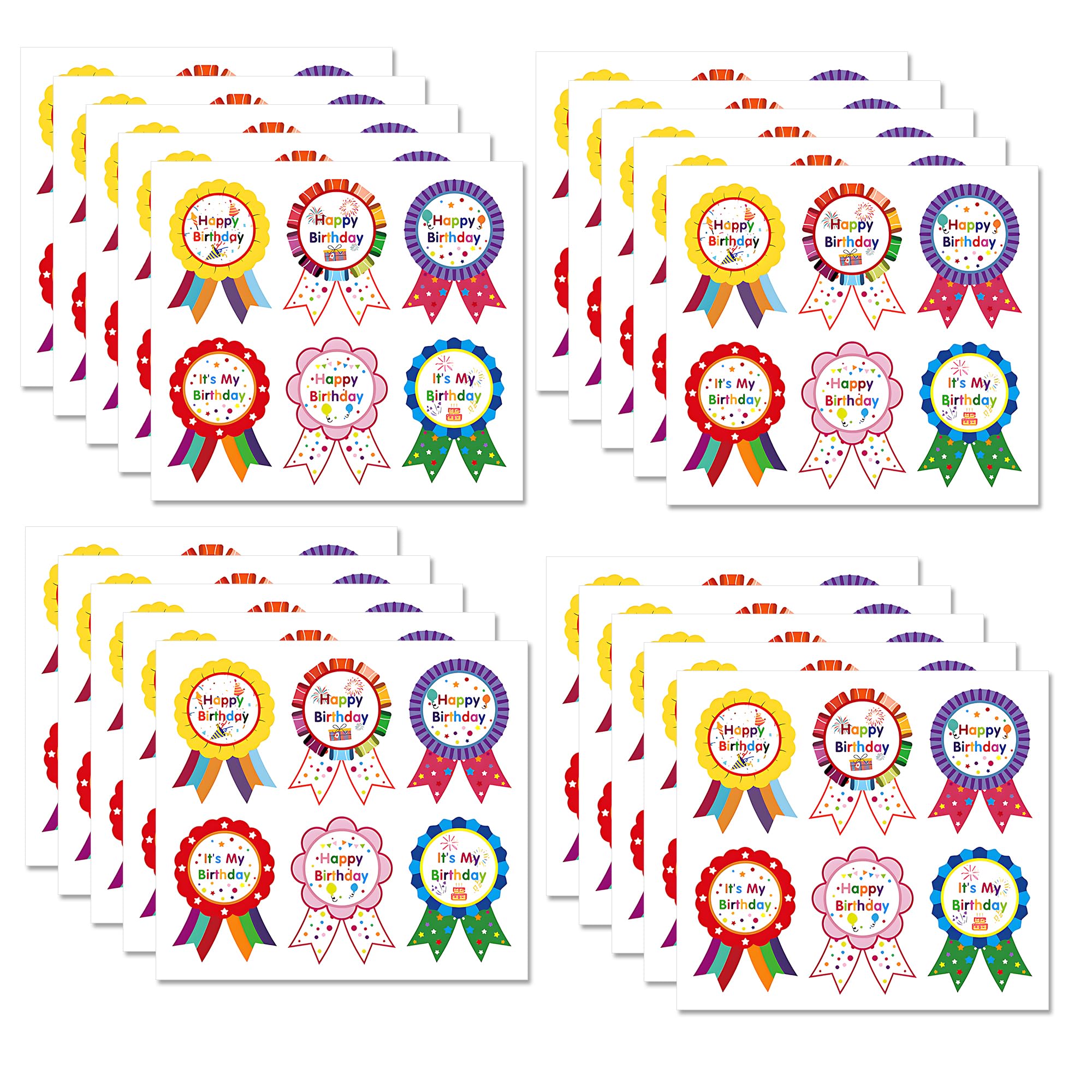Happy Birthday Badge Stickers – for Cake Box Packaging Party Use – 20pcs