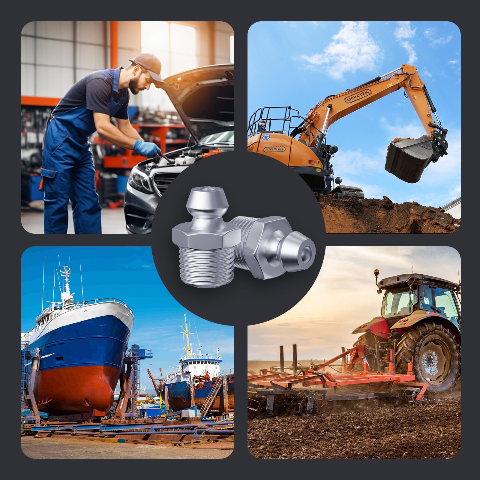 TRILINK Schmiernippel Sortiment Kit - 160 Stück M6, M8, M10 metrische Schmier fittings mit geraden, 45- und 90-Grad-Winkeln, inklusive Schraubenschlüssel - Ideal für Automotive und Landwirtschafts