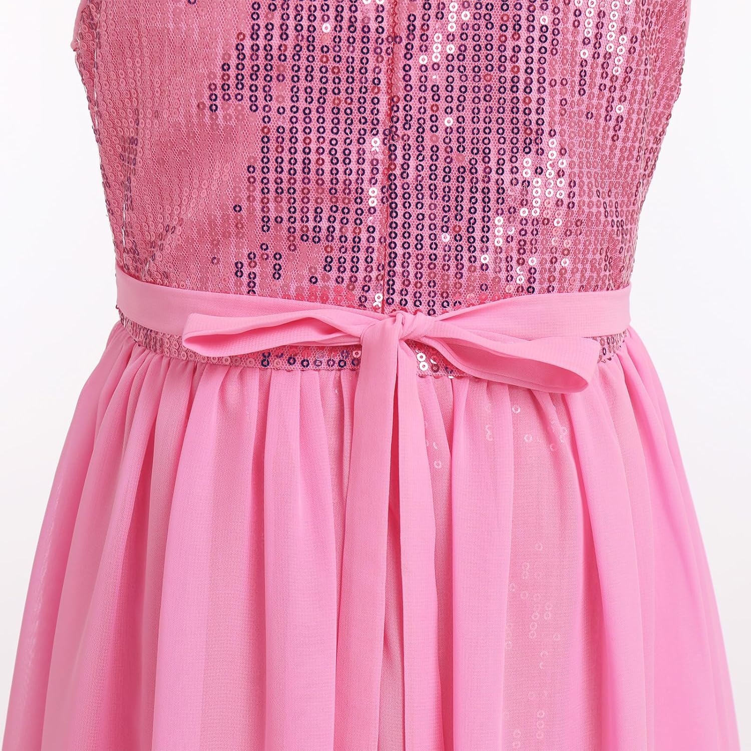 IBTOM CASTLE Flower Girls Sequin Dress Chiffon Ruffle Princess Tulle One Shoulder Dress Pageant Birthday Wedding Gown - Image 6