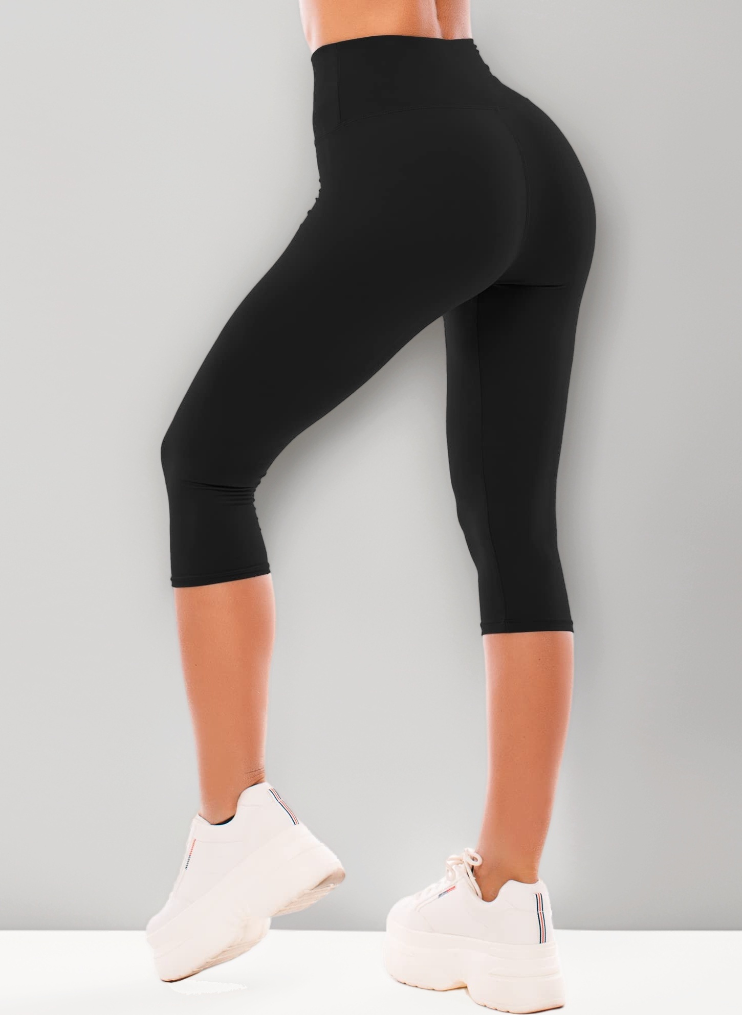 SINOPHANT High Waisted Capri 3/4 Length Leggings for Women, Buttery Soft Elastic Opaque Tummy Control Leggings, Cropped Trousers for Workout Gym Yoga