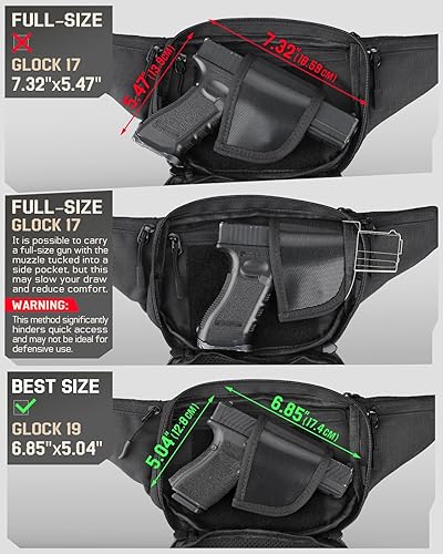 Miniatura 6 de Riñonera Táctica de Transporte Oculto, Riñonera CCW, Riñonera para Hombre, Bolso de Cintura Compacto para Senderismo, Riñonera EDC (Ajustable hasta