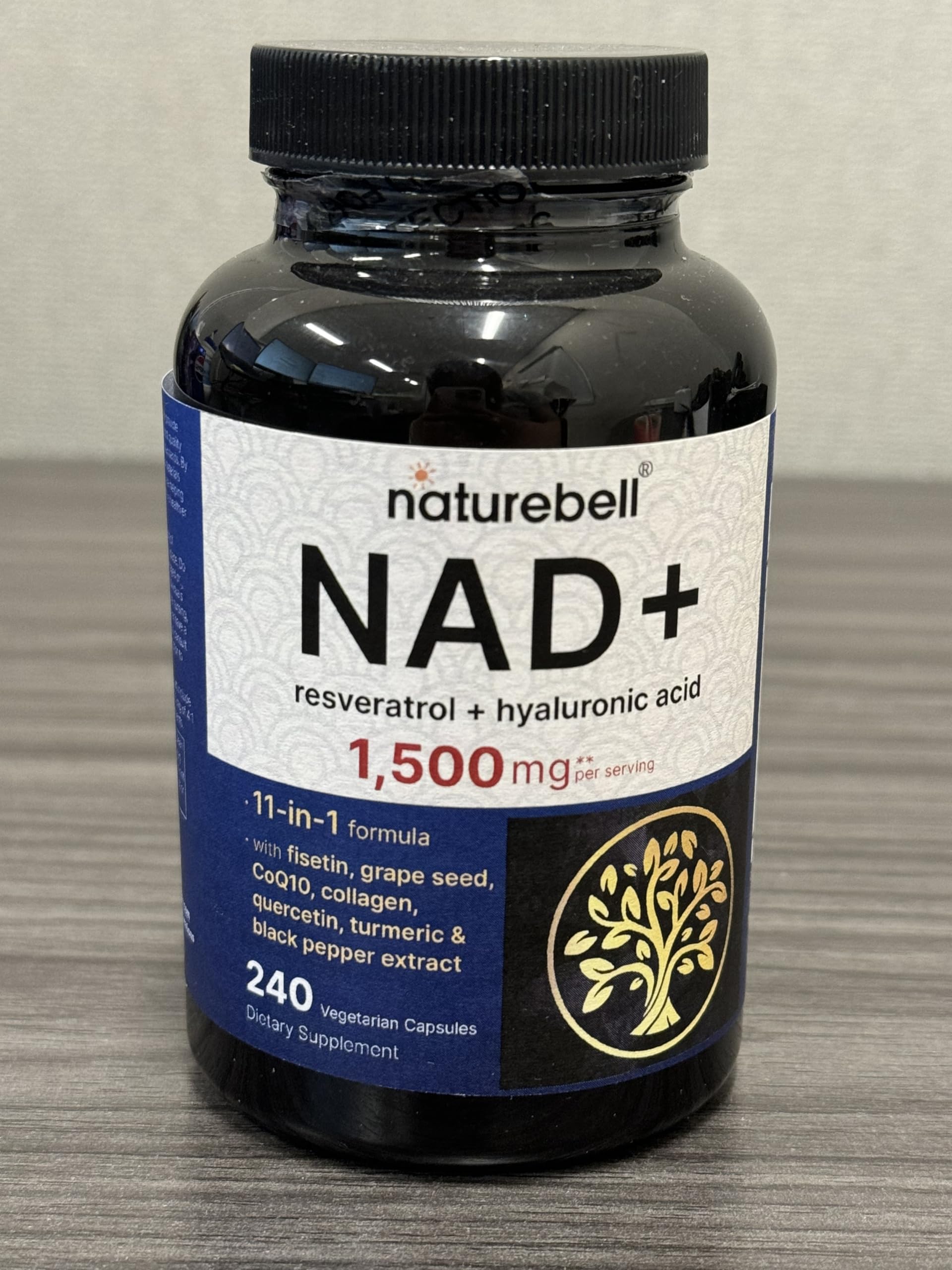 NatureBell NAD+ 1,500mg Per Serving, 240 Veggie Capsules | NMN Supplement Alternative | 10-in-1 Complex with Resveratrol Plus Hyaluronic Acid, Quercetin, Fisetin, Collagen, & More – Non-GMO