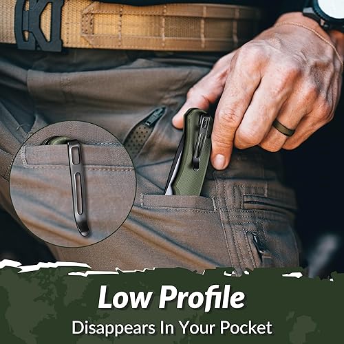 Miniatura 5 de CIVIVI Brazen - Cuchillo plegable, cuchillo de bolsillo con bloqueo de botón con hoja sueca 14C28N Tanto de 3.46 pulgadas, mango G10 de ultra