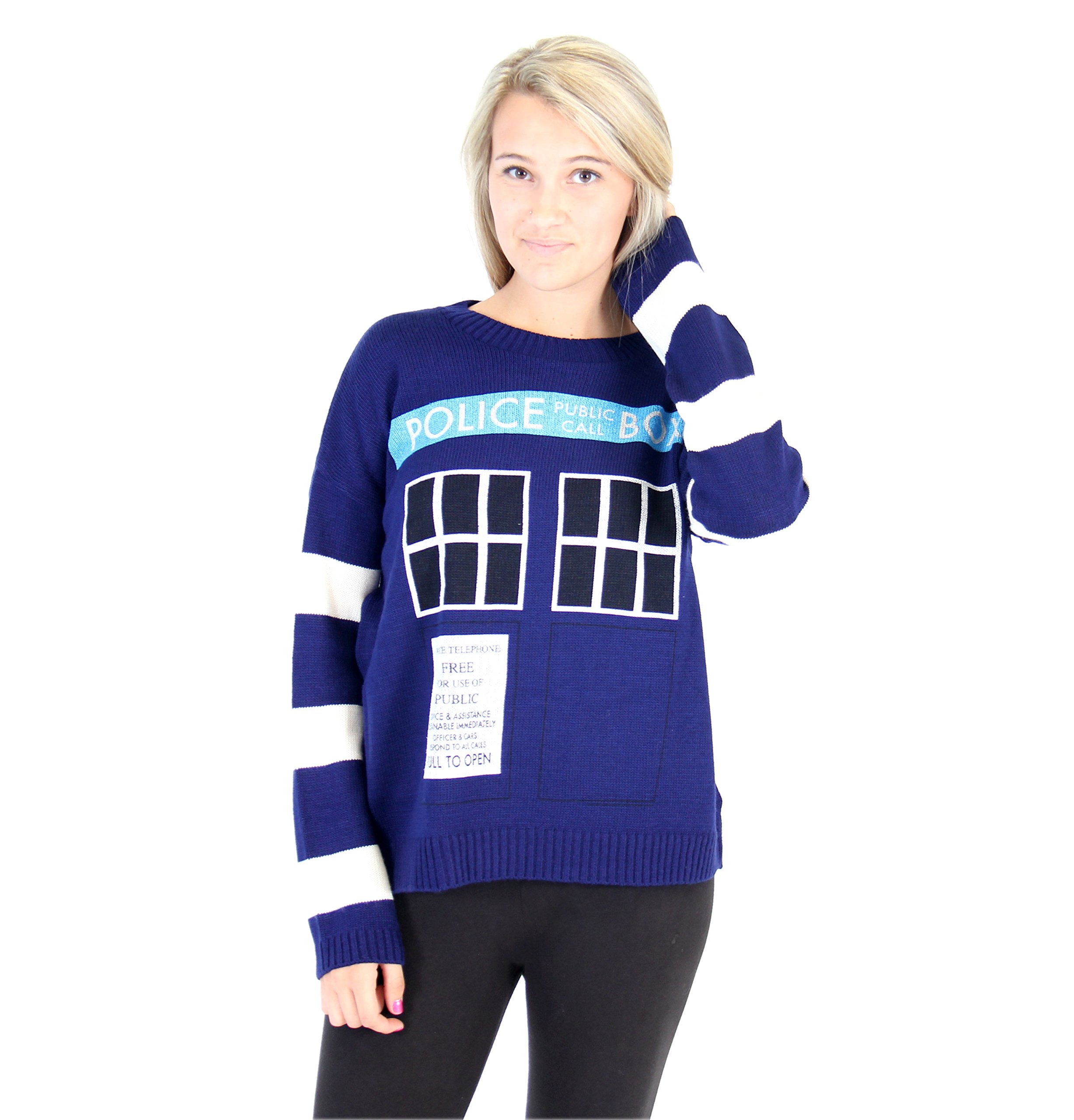 Doctor Who Tardis Women's Navy Knitted Sweater