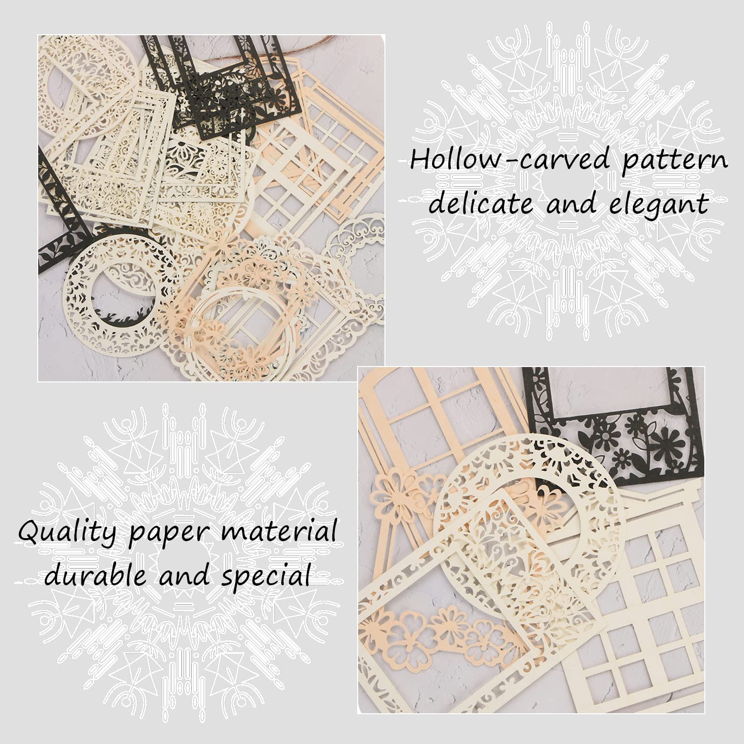 DREMISI Zestaw 80 sztuk w stylu vintage, koronkowe materiały do scrapbookingu, wycinanie, ramka kwiatowa, biały, czarny, papier dekoracyjny, artykuły pa, artykuły pa