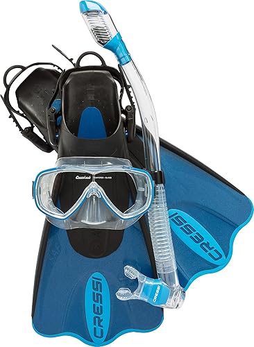 Cressi Palau SAF Snorkeling Set, Blue, M/L Azul,Rosado,Amarillo