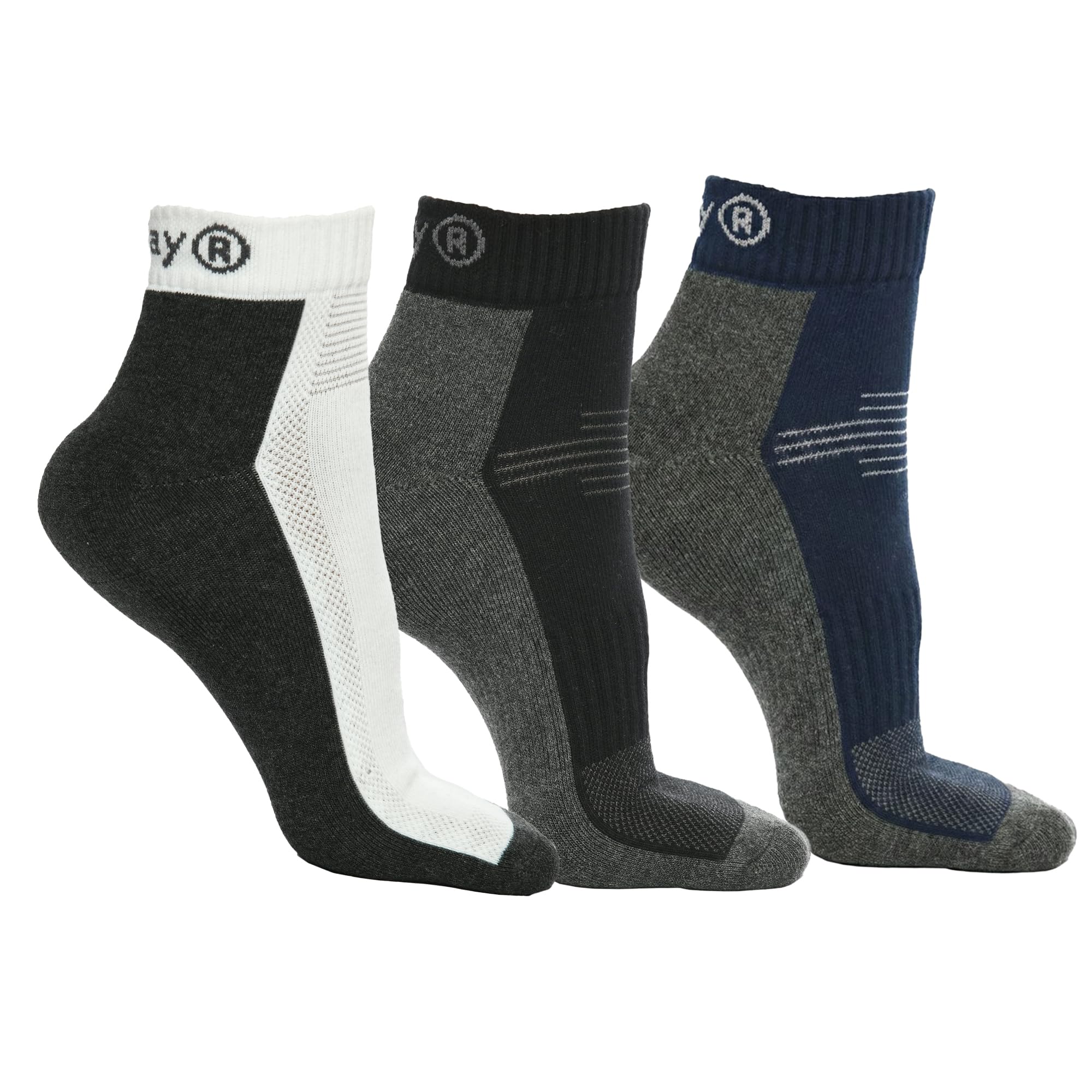 playr Men’s Ankle Socks, Breathable 80% Cotton 20% Nylon spandex Sports Socks for Gym, Running, Cricket & Daily use, Soft Stretchable Socks for Men, White/Black/Navy All-Season - Pack of 3-picture-50