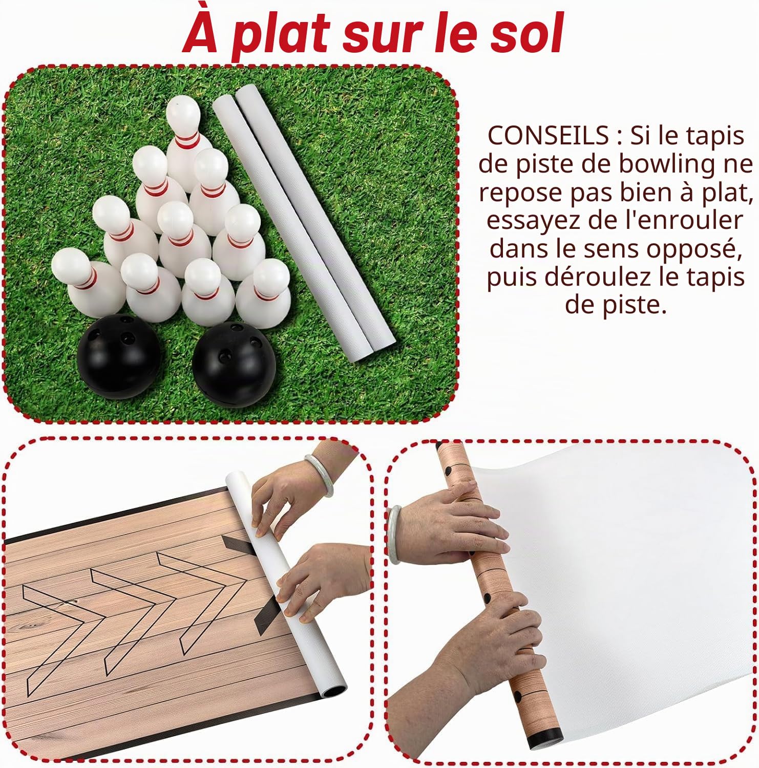 Mini jeu de bowling intérieur extérieur avec piste, quilles et balle, ensemble complet