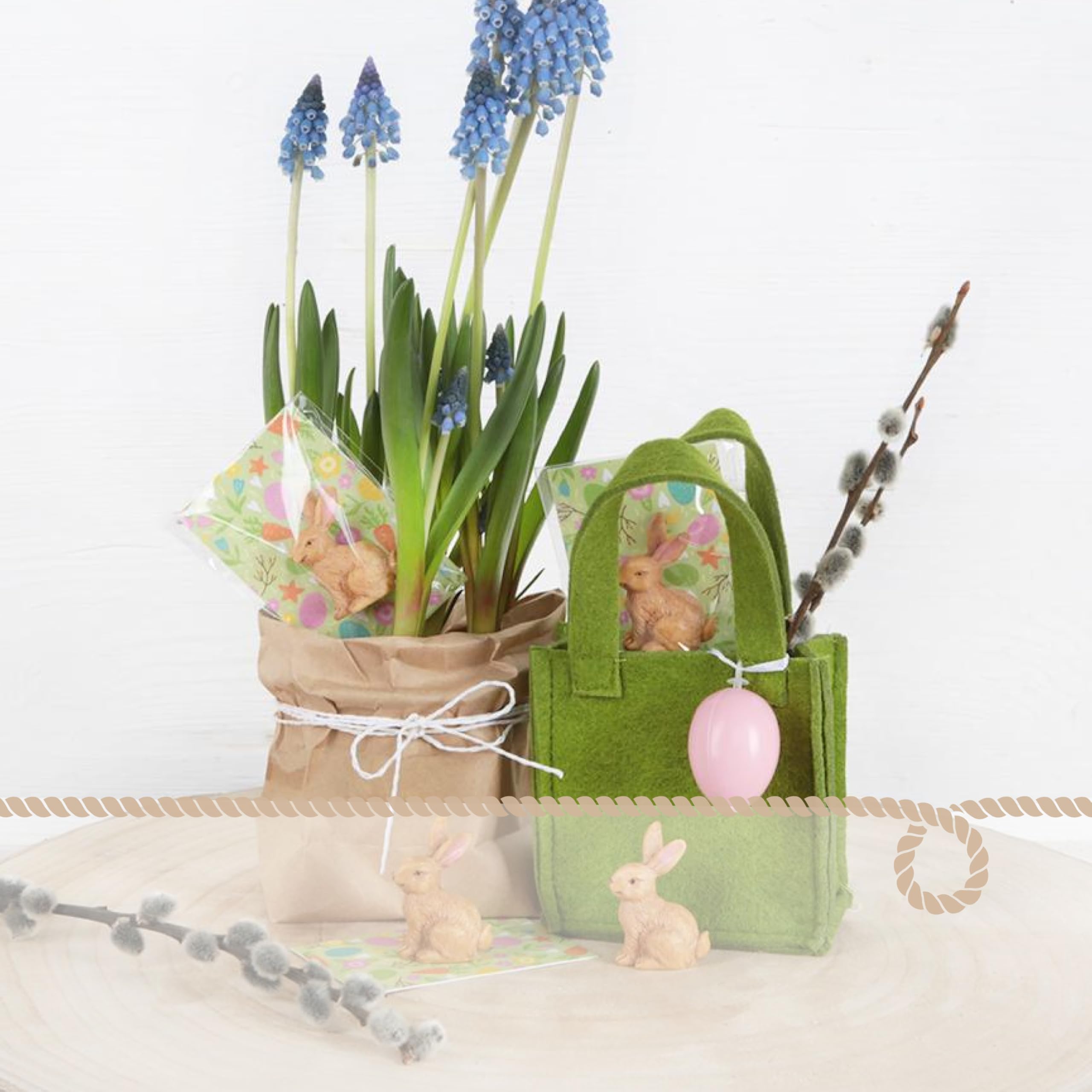 Logbuch-Verlag 4 Figurines De Lapins 4 Cm Brun Blanc - Mini Lapin Décoration De Pâques