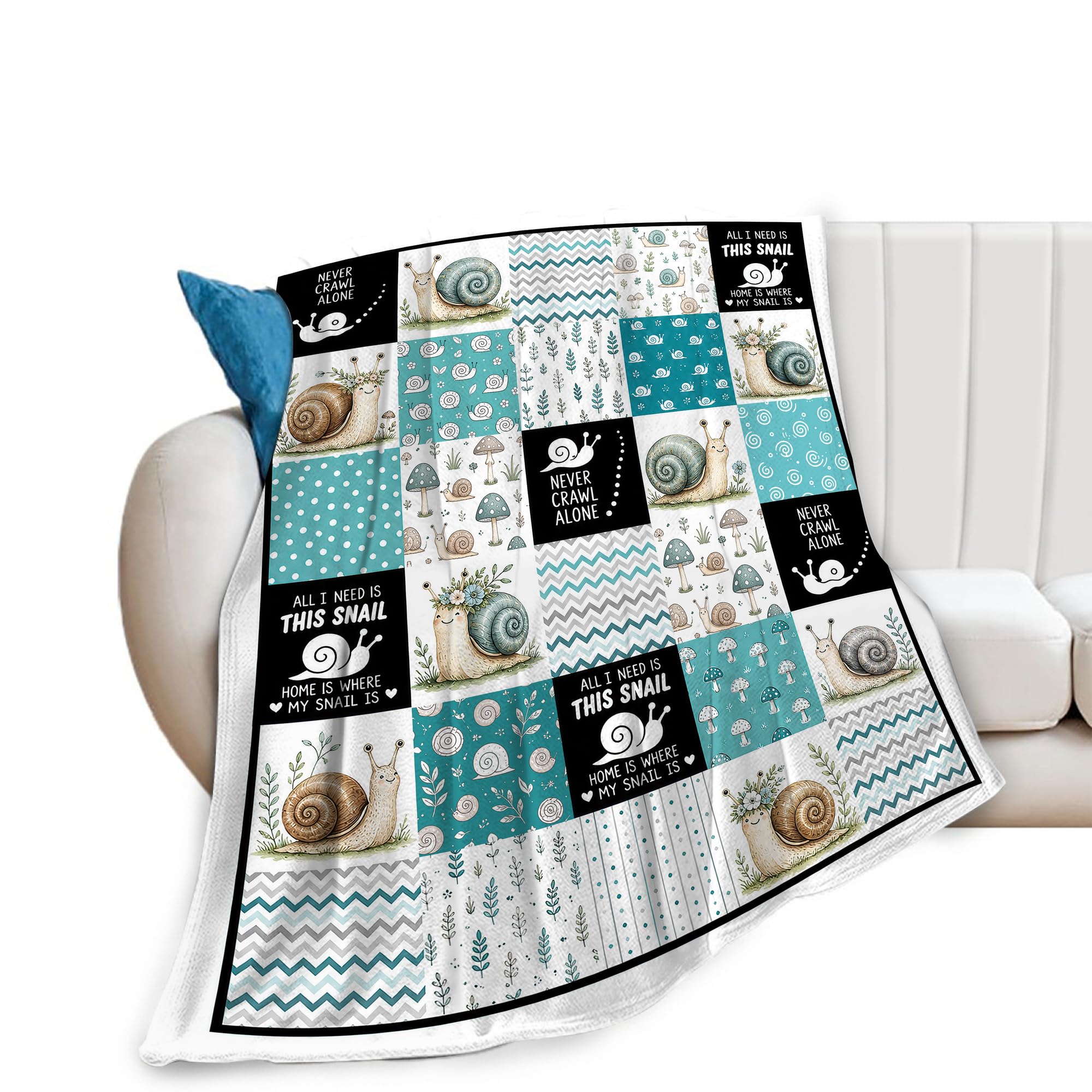 UIAMT Cute Snail Throw Blanket Snail Nature Patchwork Lover Gift 40"x50"