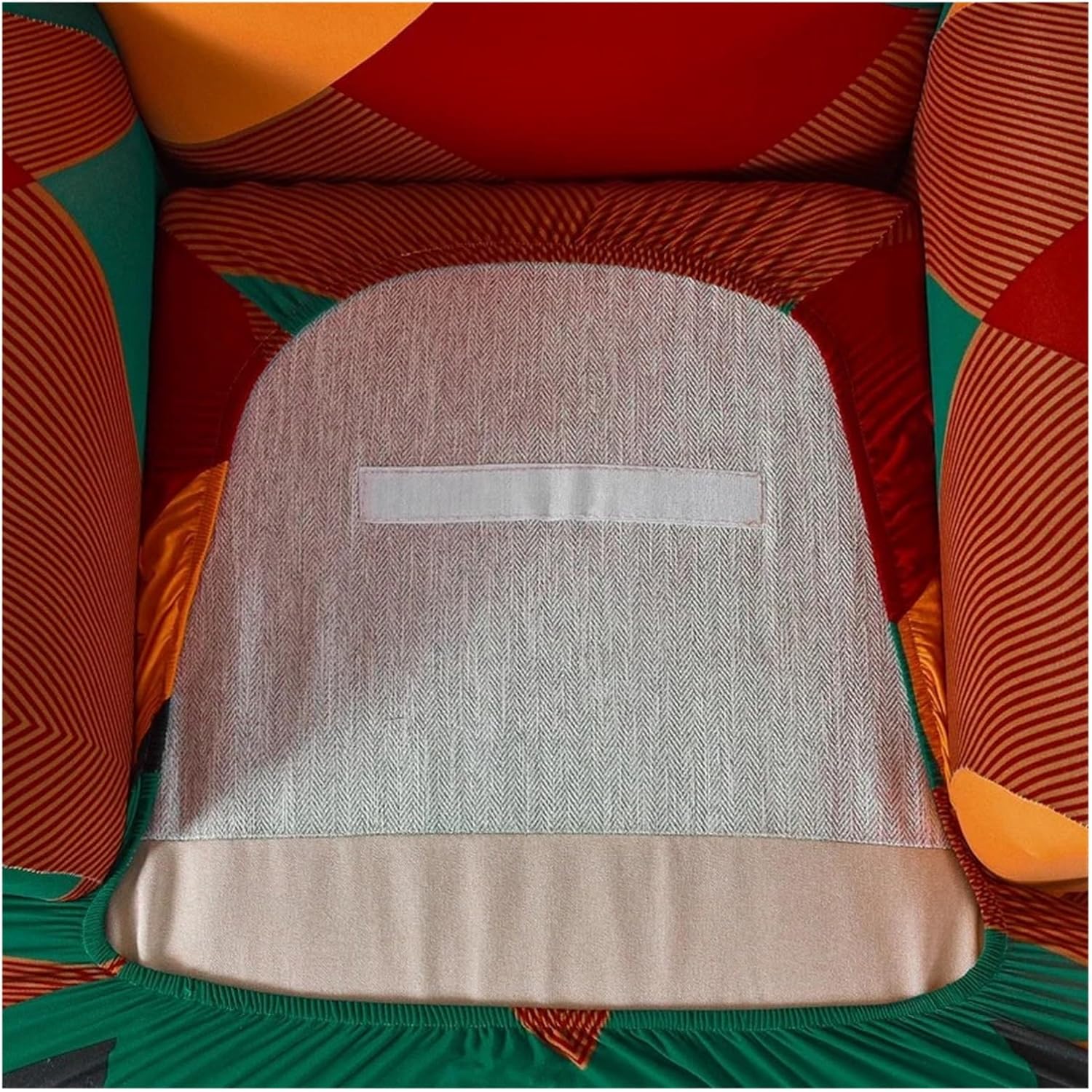 Wing Chair Slipcover Geometric Printed Chair Cover Anti-Dirt Universal Stretch Spandex Seat Slipcover Non-Slip Single Armchair Case for Living Room(Color 1)