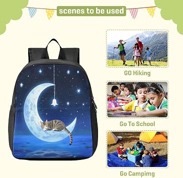 senya Little Kids Backpack Toddler School Elementary Bag Boys Girls S Cat Wind Chimes