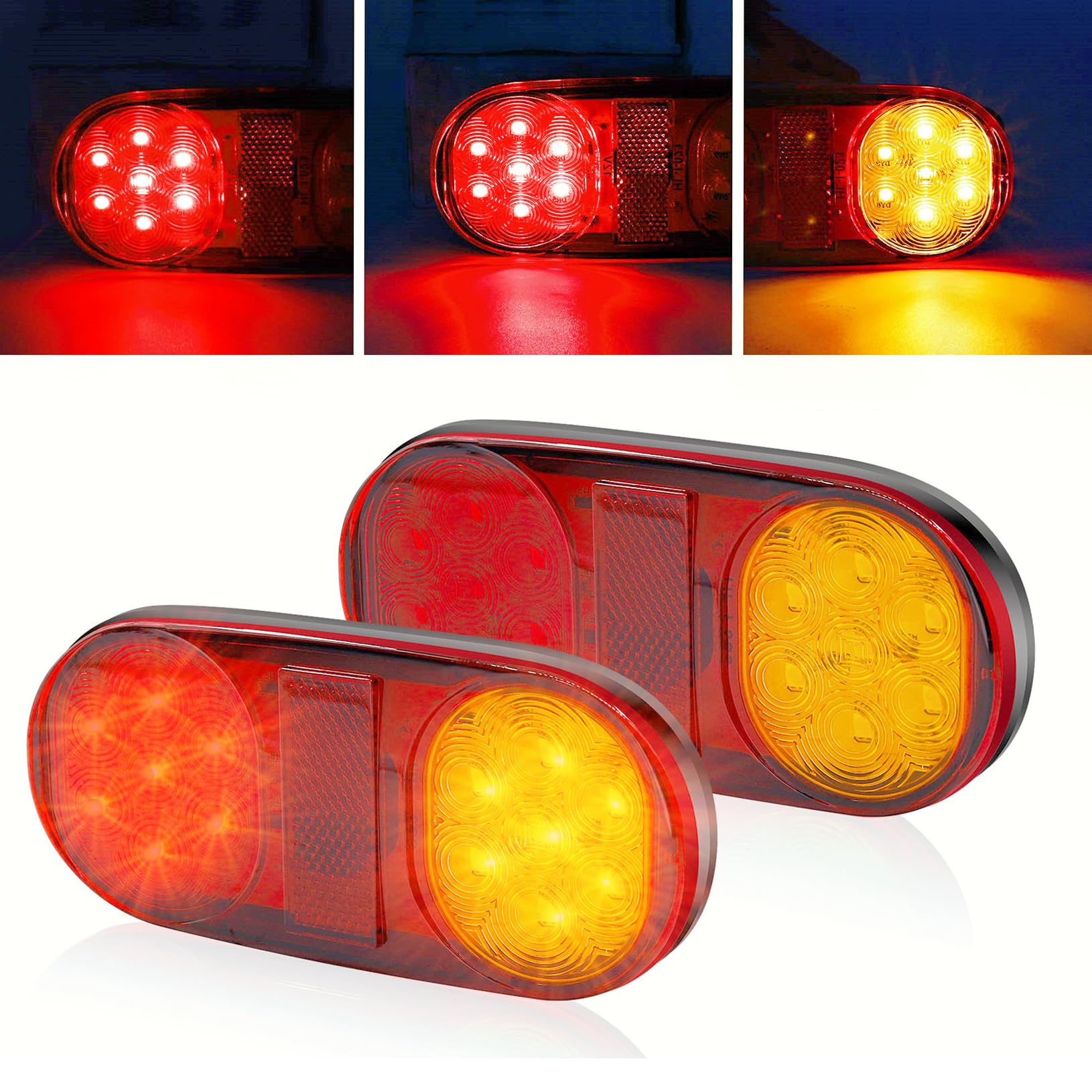 2PCS Feux de Remorque LED 12V Multifonctionnel 6.3 Inch Feux Arrières LED éclairage Étanche Clignotant de Position pour Camion Remorques Caravane Tracteur