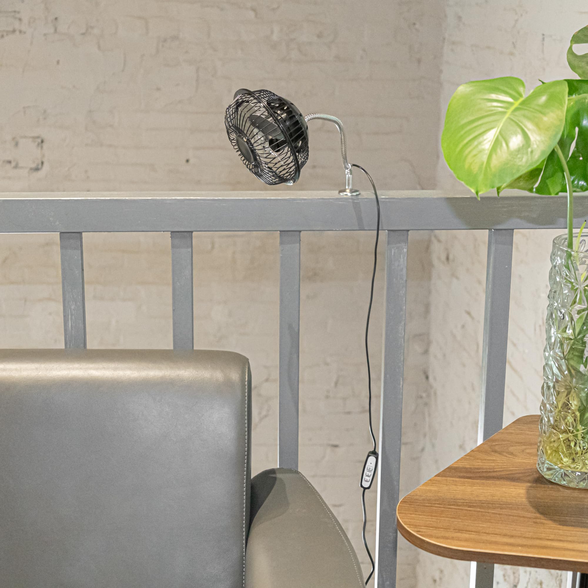 Ventilatore magnetico Grow, ventilatore oscillante con morsetto mini ventilatore per tenda con funzione oscillante e collo di cigno flessibile, 4 pale
