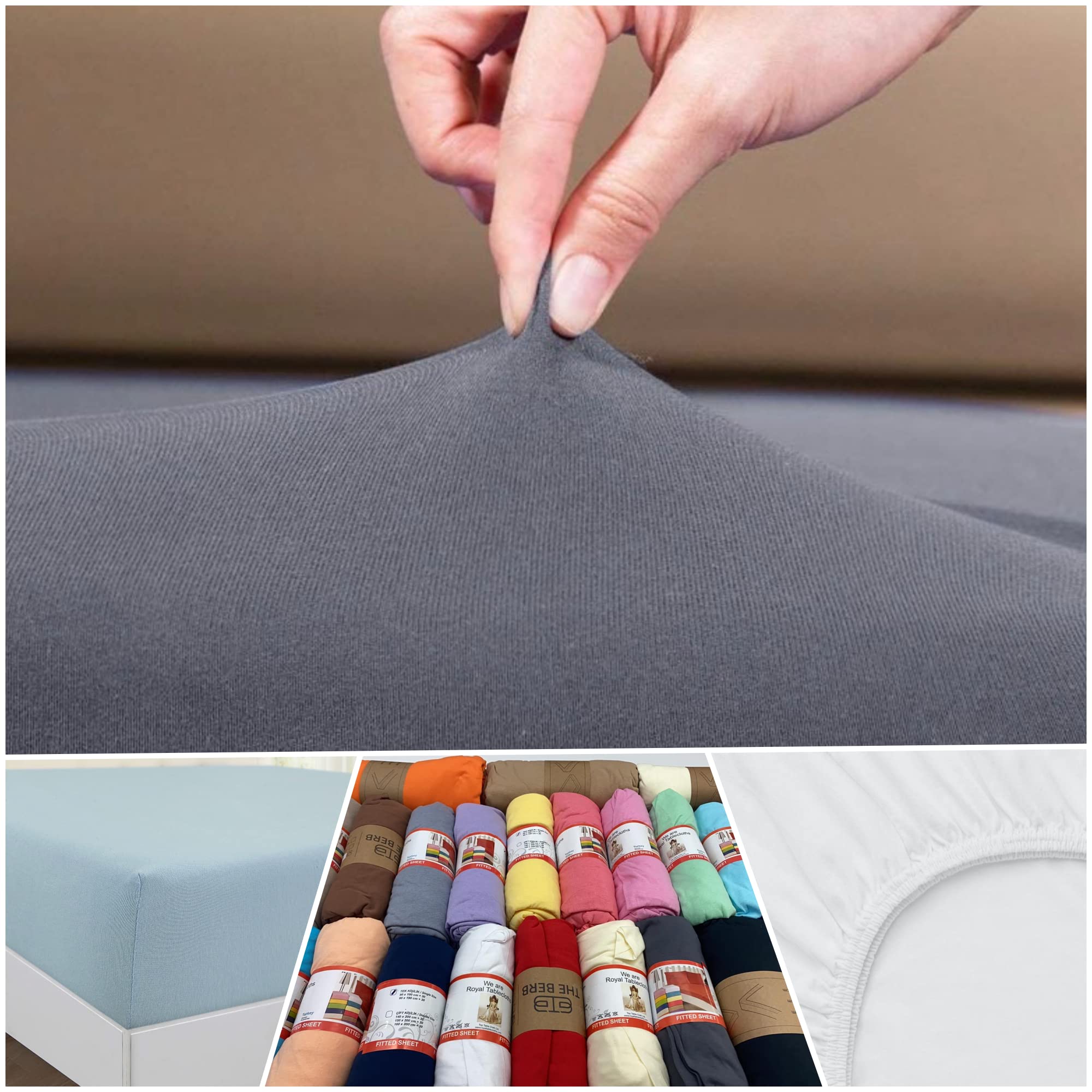 Jersey Fitted Sheet premium quality 100% Cotton Bed Sheet soft Non-Iron Wrinkle resistant (Cream, Baby 60x120 cm (2pieces))