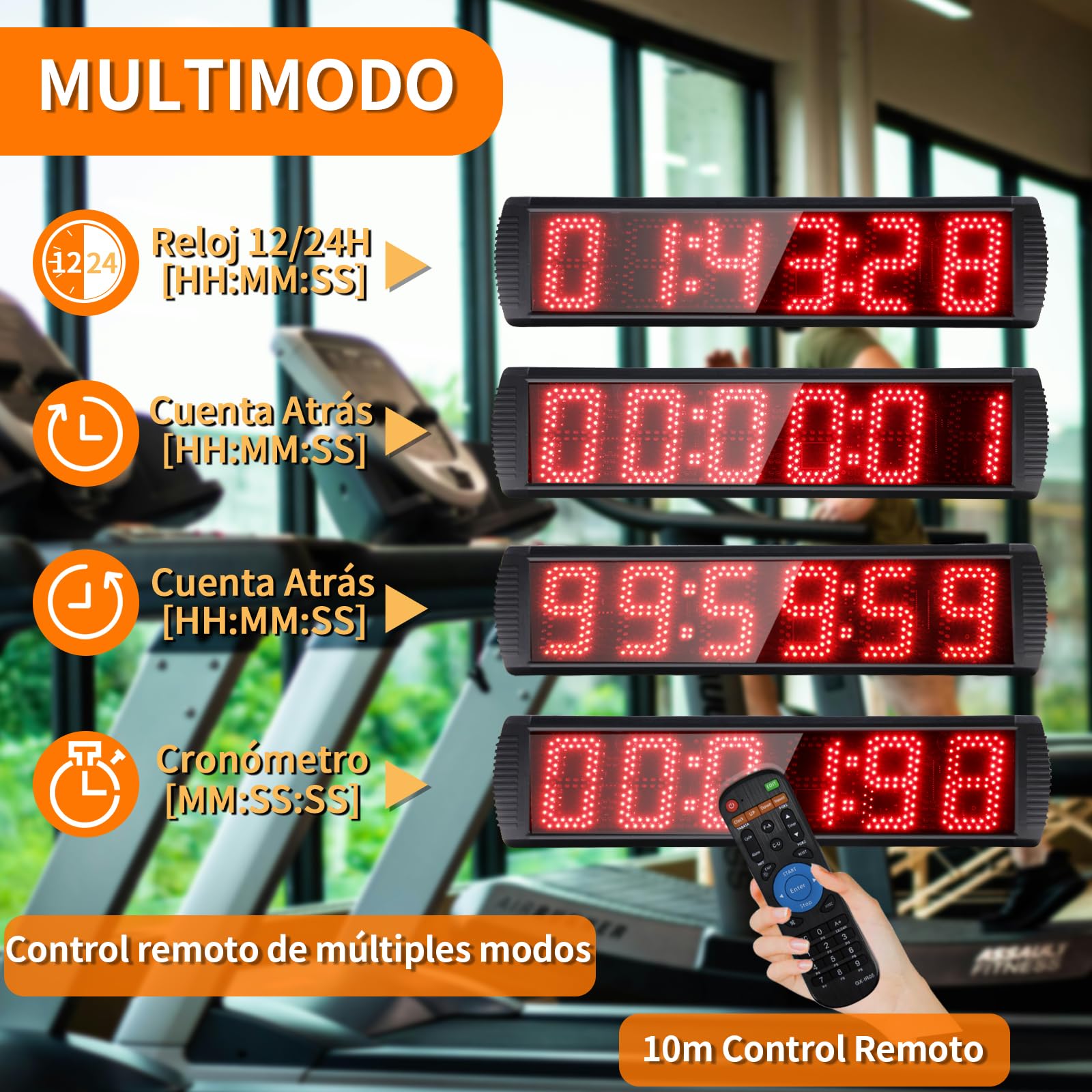 YZ Cronometro, Cronometros Deportivos 5'', Reloj Digital Pared con Countdown/Up CronóMetro, Cronometro Oposiciones Temporizador Digital Led Grande, Temporizador con Control Remoto para Casa Garaje