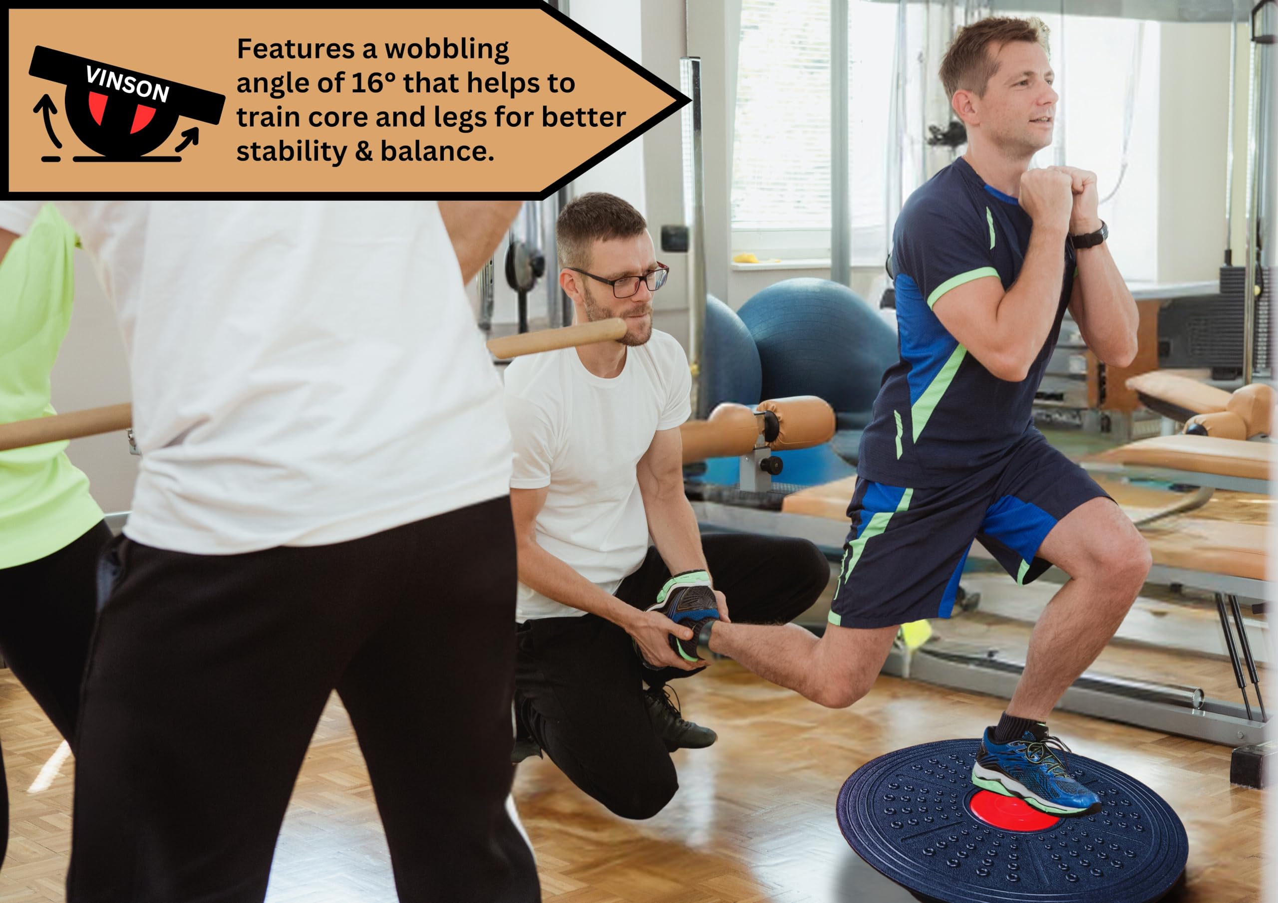 Vinson Wobble Balance Board for Physiotherapy, Gym, Occupational Therapy & other Fitness Exercises with a weight handling capacity of upto 130 KG,Black Color, Weight of the Board - 750 gm 2
