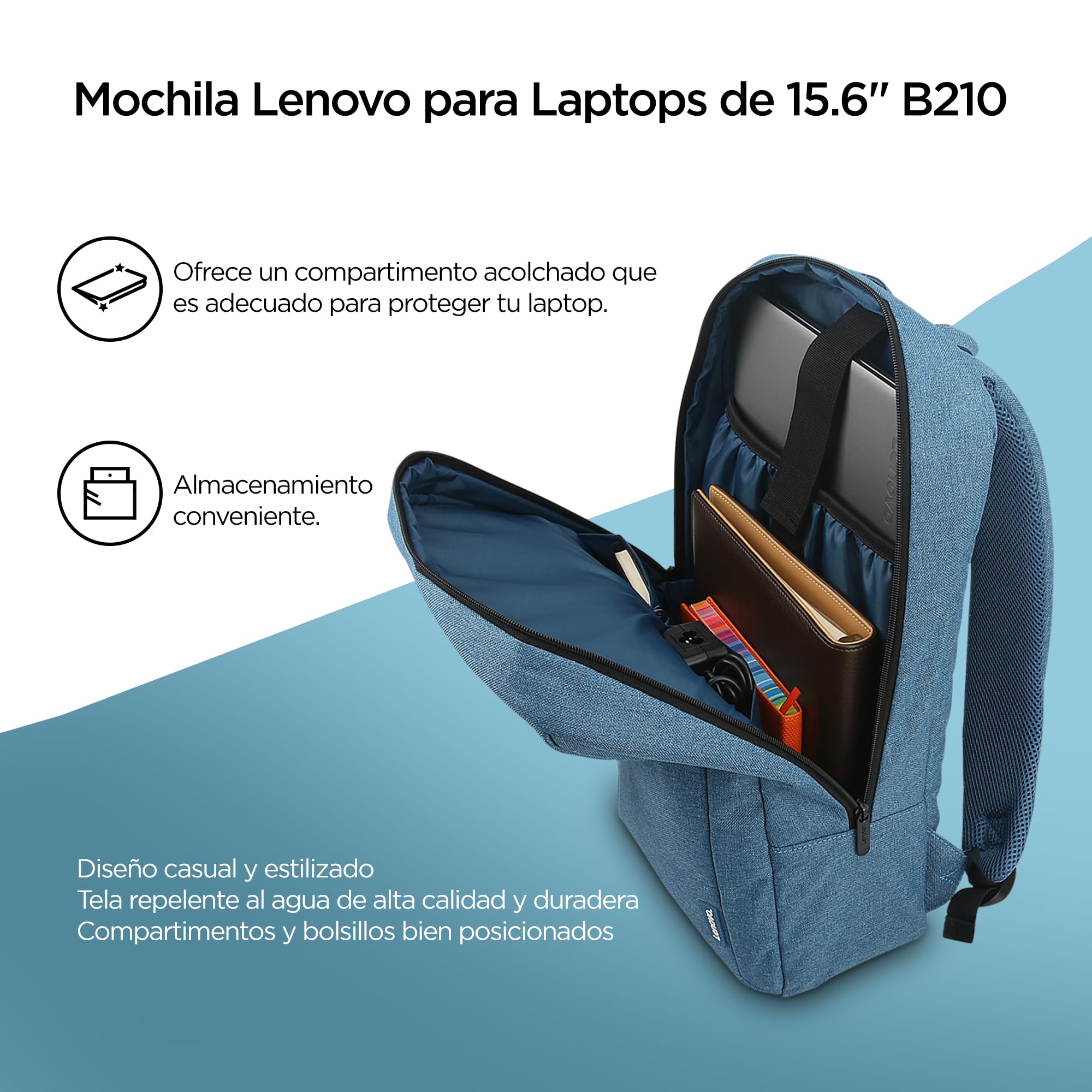 Lenovo Laptop Backpack B210, 15.6-Inch Laptop/Tablet, Durable, Water-Repellent, Lightweight, Clean Design, Sleek for Travel, Business Casual or College, GX40Q17225, Black — Amazon image 7