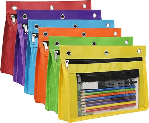 Miniatura 8 de YoeeJob Paquete de 6 bolsas expandibles con cremallera de 1 pulgada con ventana transparente para carpeta de 3 anillas, adecuadas para la escuela y