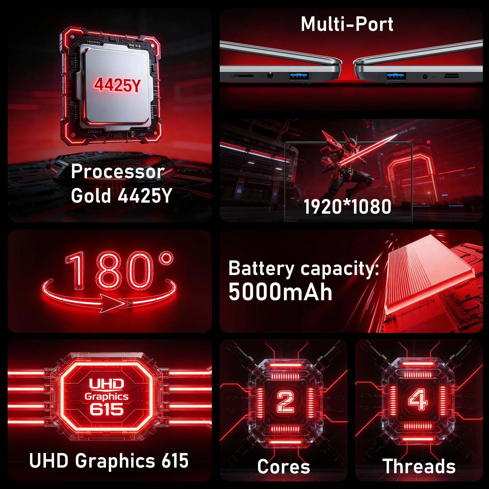 FUNYET Laptop - 15.6'' FHD 1920×1080 Display Computer with 4425Y Processor(Up to 1.7GHz), 8GB RAM DDR3 256GB SSD Notebook Support WiFi 5 BT 4.2 USB 3.0 TF Card HDMI Suitable for Students and Business - 3