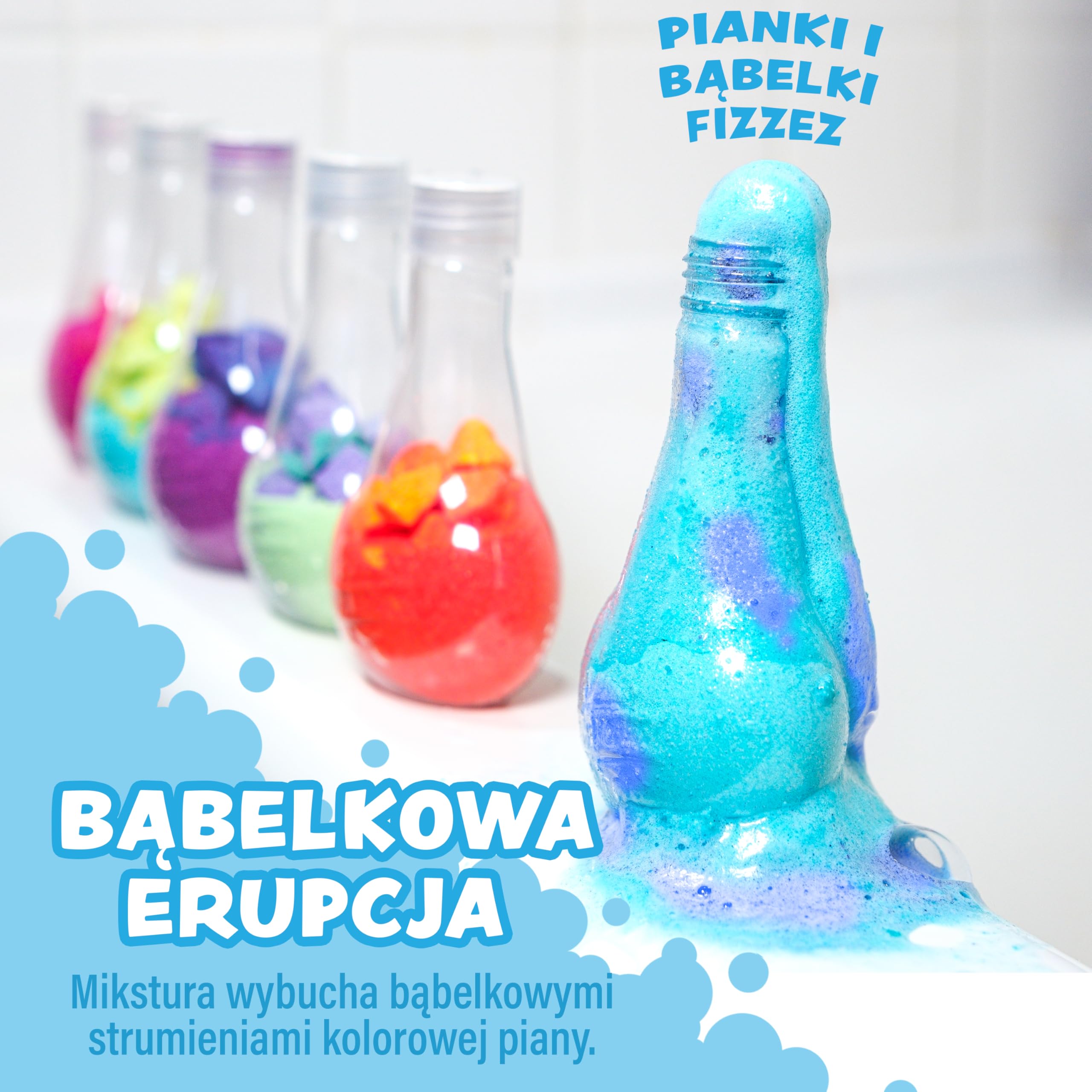 Tub Works® Kids Bath Bomb Potion Bath Toy, zestaw 6 sztuk | Nietoksyczne | Musują, pienią się i tworzą bąbelki, wybuchając feerią kolorów | Interaktywne kule do kąpieli