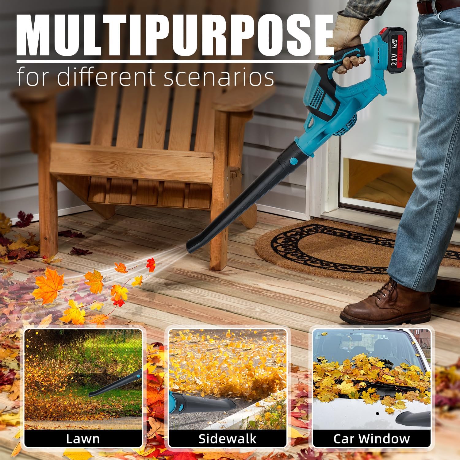 Leaf Blowers Battery Powered，Leaf Blower Electric Lightweight for Lawn Care, Leaves, Garden, Patio