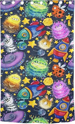 Miniatura 2 de GuoChe Cute Colorful Monsters Cartoon Space Aliens Curtains Farmhouse Curtains for Window Treatments 84 inches Vertical Blinds Cafe Curtains