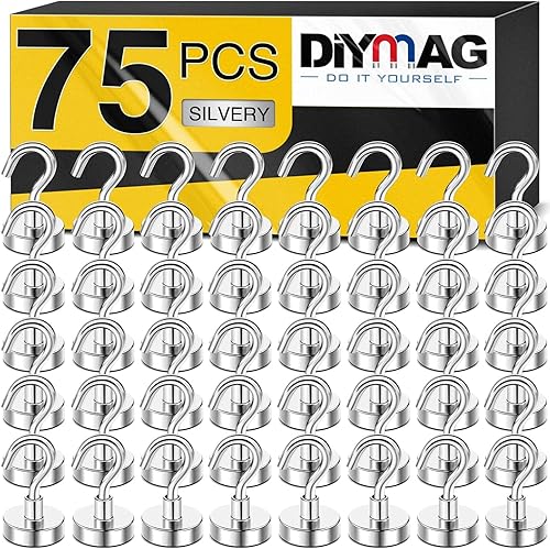 Vista 131 de Diymag Ganchos magnéticos, resisten 80 lb, 20 unidades, neodimio de tierras raras fuertes para colgar, colgador magnético para cortina, hogar, Negro