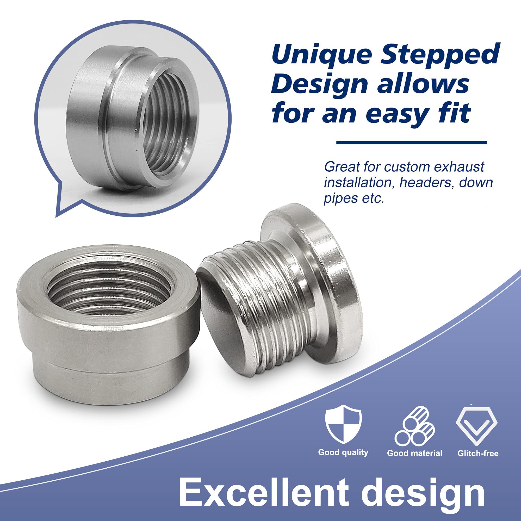 10-Pack M18 X 1.5 Steel O2 Sensor Weld Bungs - Stepped Design For Universal Exhaust Fitment