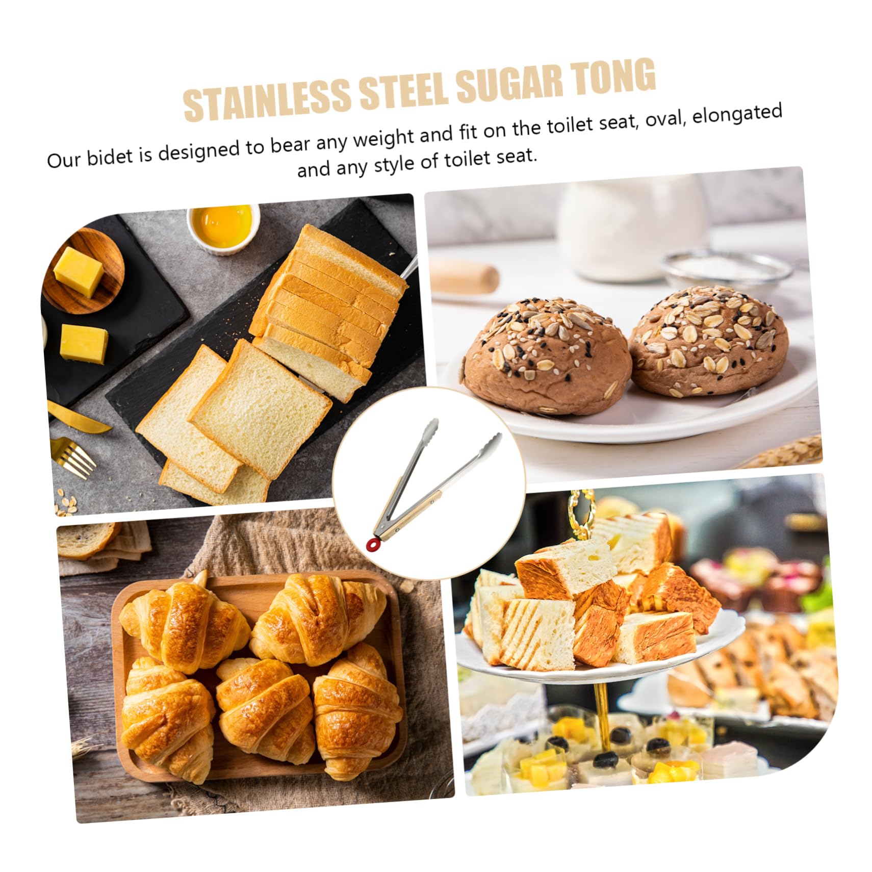TOPPERFUN 1Pc Stainless Steel and Bread Tong Lightweight Bbq Clip for Kitchen and Outdoor Use Elegant Design Easy to Clean Versatile Serving Utensil for Bread and Snacks