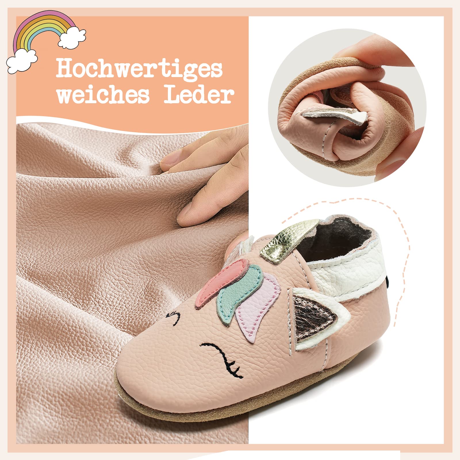 IceUnicorn Zapatos Bebe Primeros Pasos Zapatillas de Estar por casa Bebé Cuero Suave Zapatos Bebe