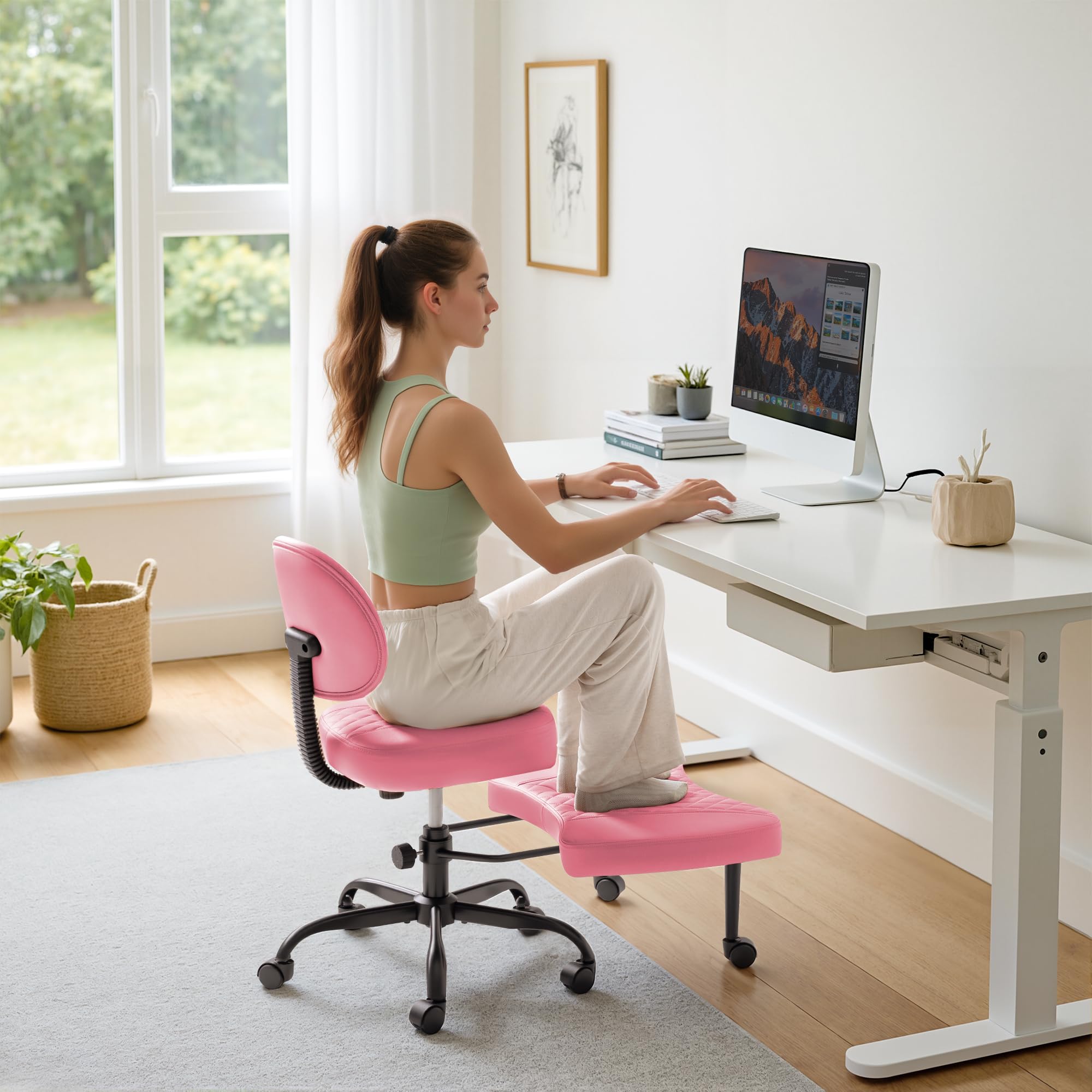 furmax デスクチェア A アーム付きワークチェア ZR24299 Amazon.com: Furmax Ergonomic Criss Cross Legged Office Chair with