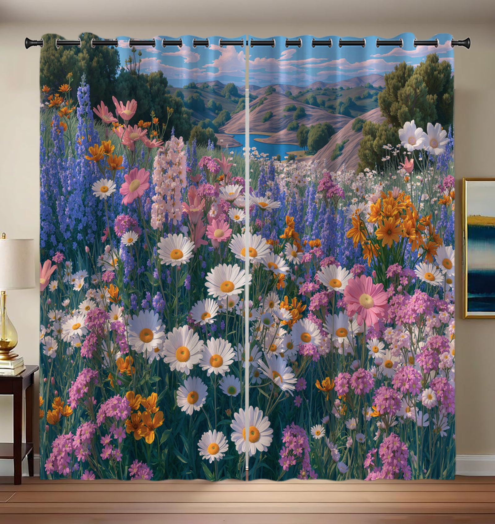Rideau fleur imprimé 3D en draperies occultantes haut de gamme